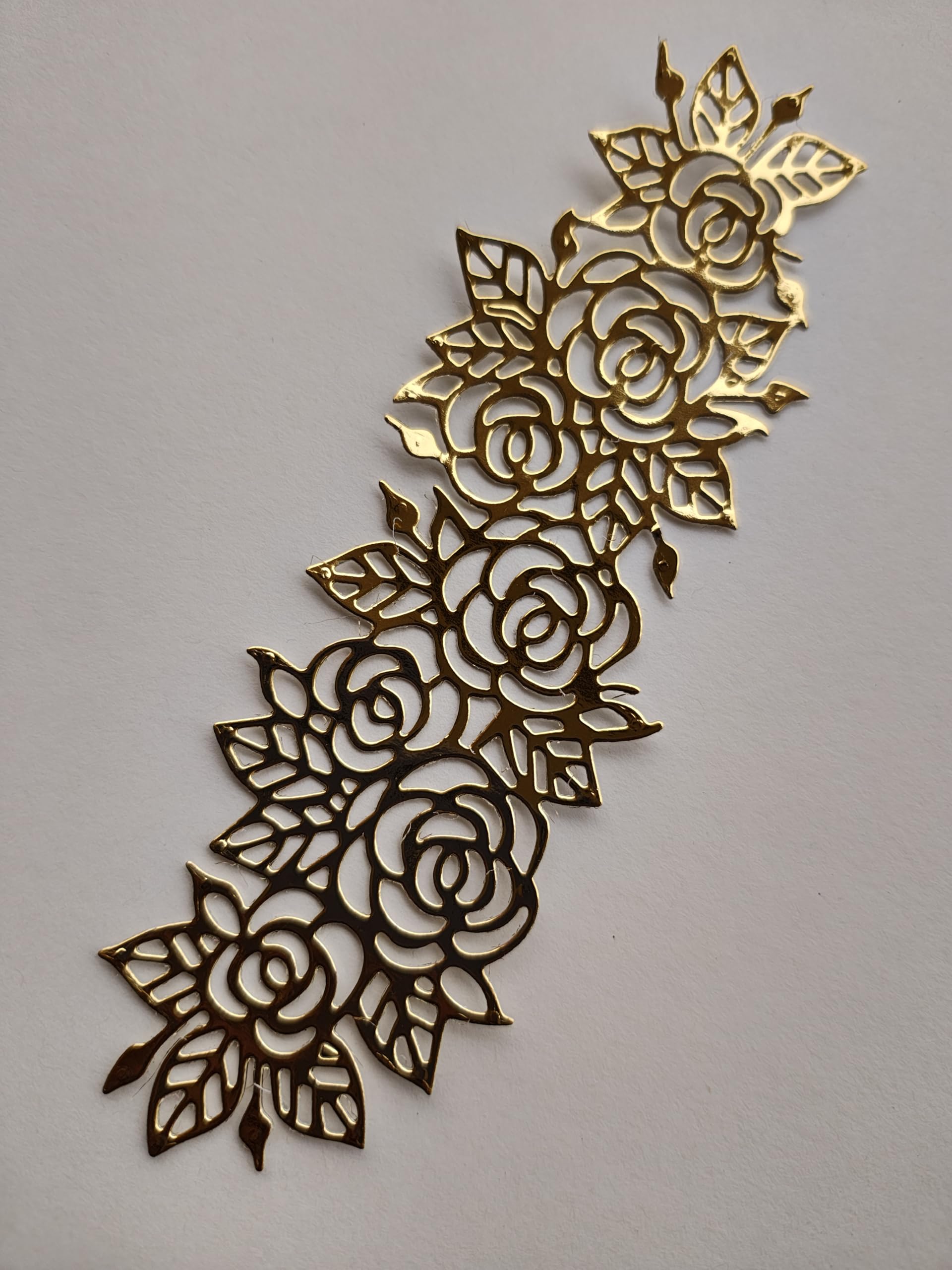 Gold Paper Lace Border - Floral Die-Cut Design | Invitation Decoration | Card Making | DIY Craft Decoration - Pack of 10-image-7
