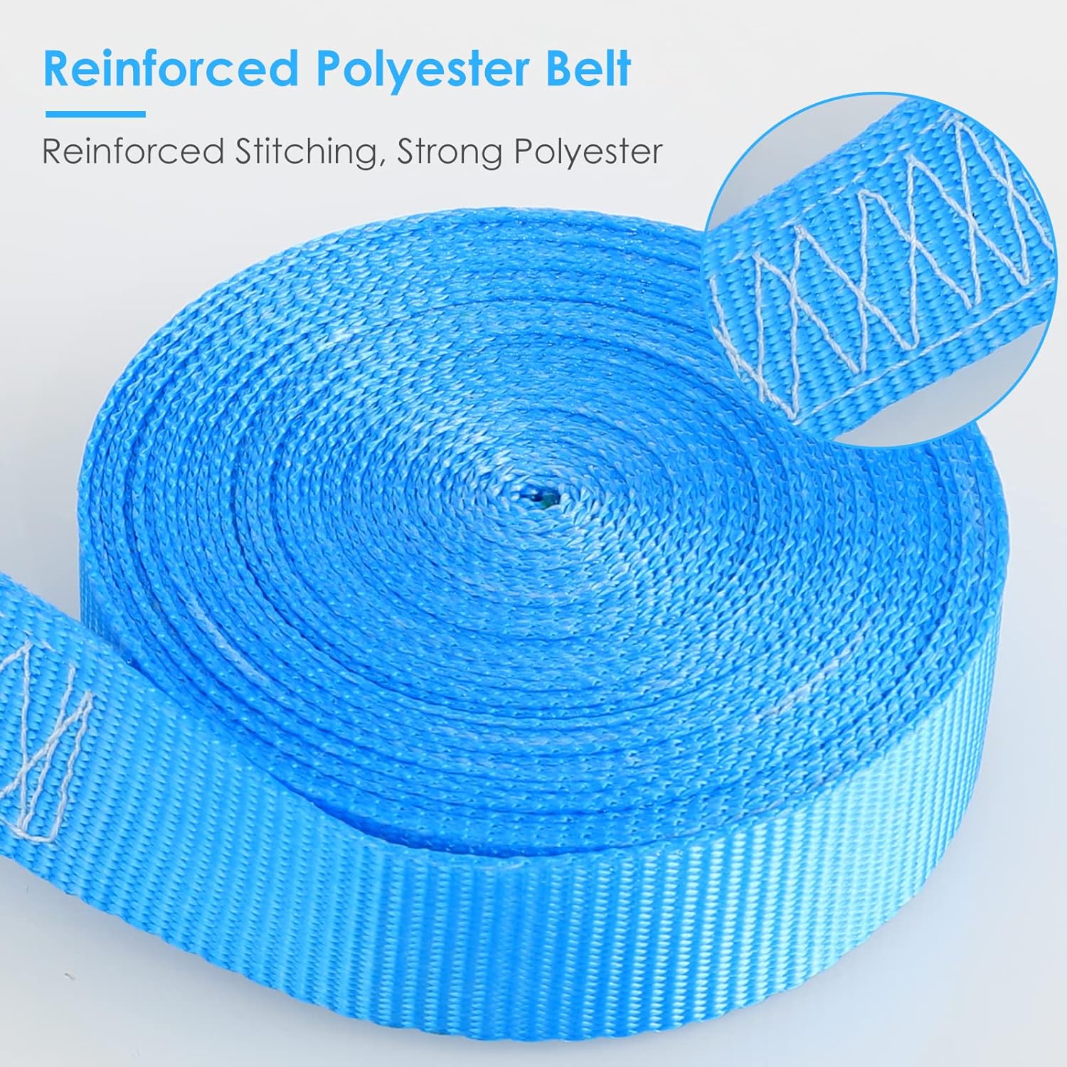 LIFERUN 10 Pack 1" x 20' Ratchet Straps Heavy Duty, 1760lbs Break Strength Endless Ratchet Strap, NO Hook, Tie Down Straps for Motorcycles, Goods, Luggage（Black &Blue）