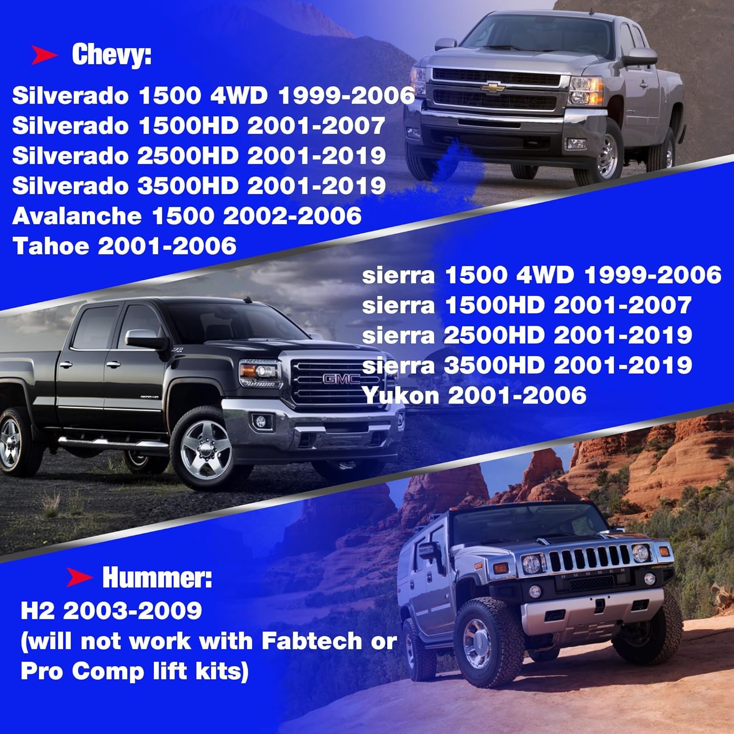 KSP Stabilizer Bar Link for 4-6" lifted Silverado Sierra 2500/3500HD, Adjustable Extended Suspension Sway Bar End Link fit Tahoe Avalanche 1500 Yukon Hummer 4-6in Lifted, Aftermarket Sway Stabilizer