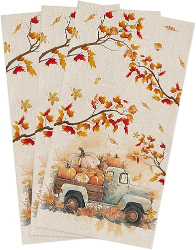 Miniatura 9 de Toallas de cocina de cosecha, decoración de granja de Acción de Gracias con camión, hoja de arce, toalla de cocina de Acción de Gracias, paños