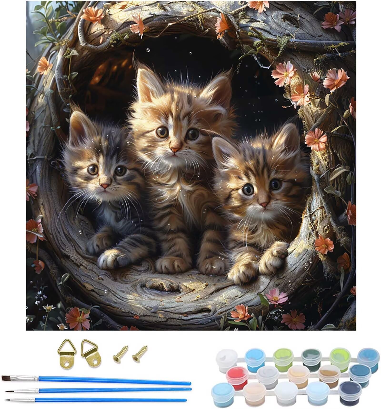 Pintar por Números Adultos Gato contra el Estrés: Kit de Pintura Fácil 80x80cm 8