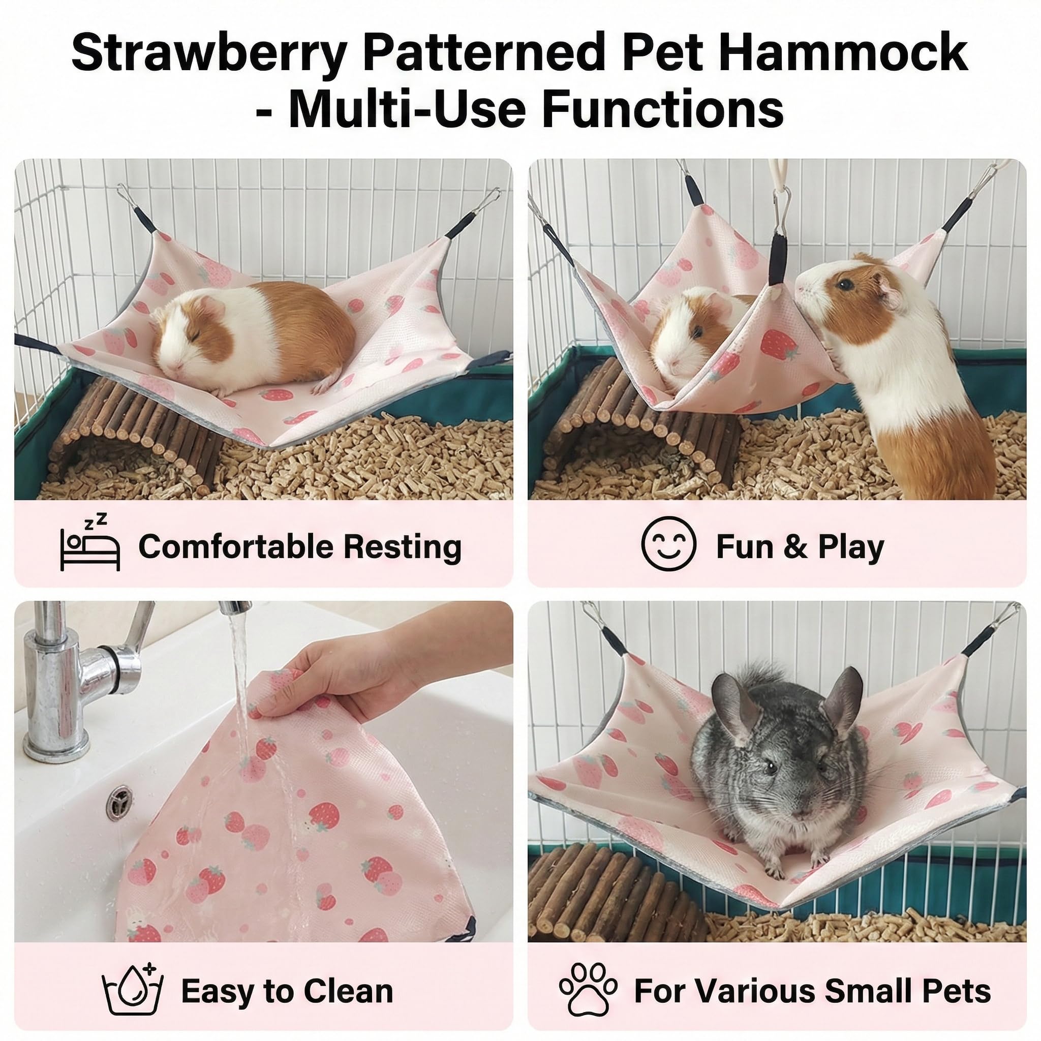 Hamac Cochon d’Inde Soie glacée 34 x 34 cm Hamac Rongeur Ajustable Cage Furet hamac Rongeur Ajustable Double Face Cage cabane balançoire fraîche été pour Lapin Hamster Chinchilla