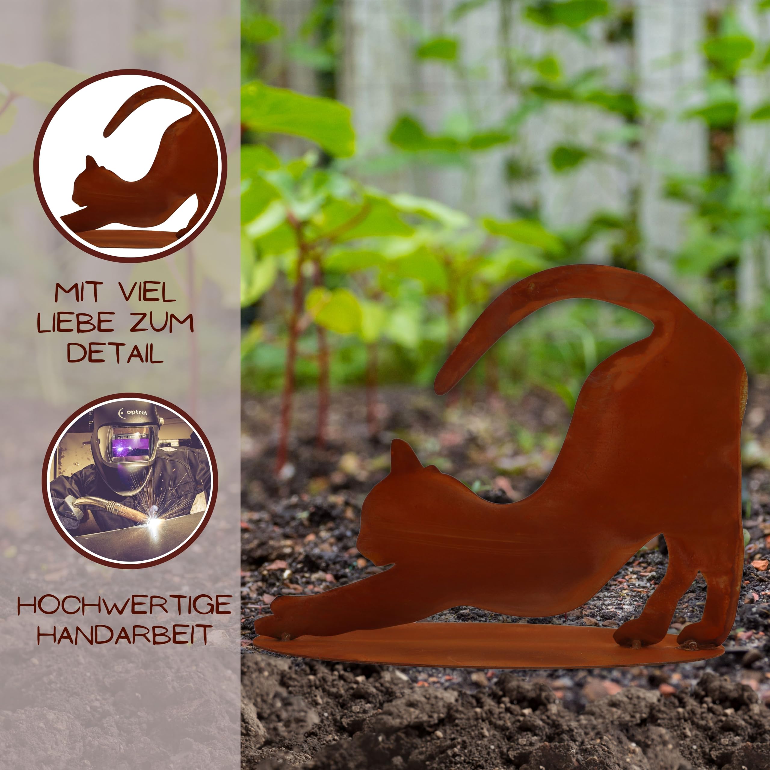 Rostikal Chat Patiné 35 Cm – Décoration De Jardin Faite à La