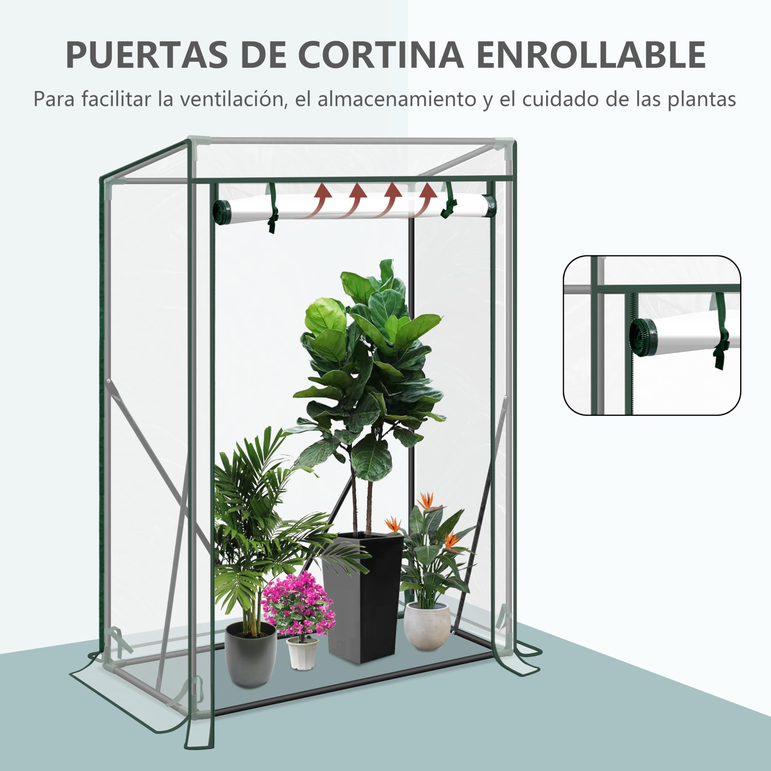 WOLTU Invernadero Jardín Tipi, Puerta Enrollable, 100x50x150cm Transparente | PE Impermeable; Anti-Desgarro; Tomates; Terraza; Jardín Trasero