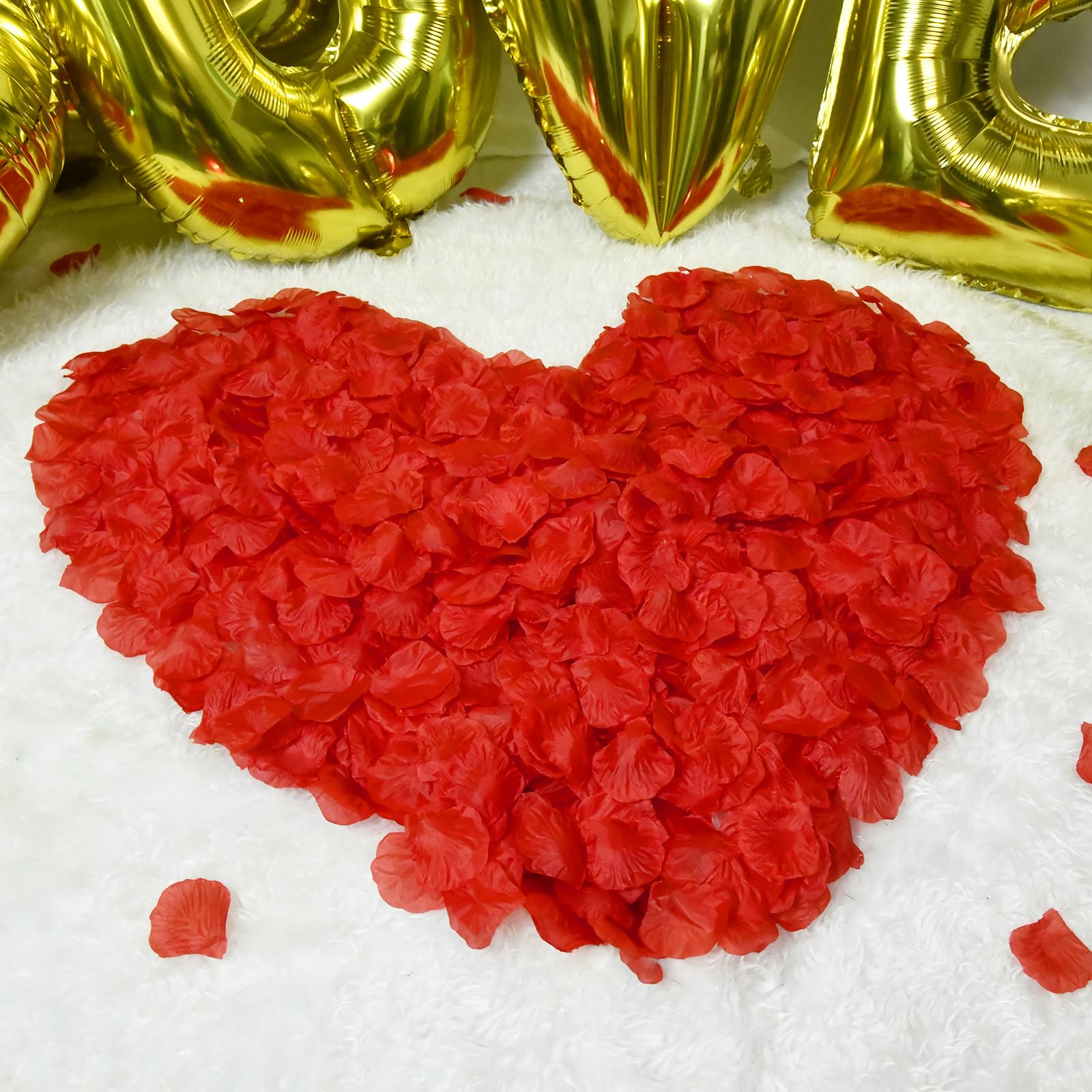 12 Candele LED A Cuore Rosse Mudder + 200 Petali Di Rosa Finti In Seta - Per Decorazioni Romantiche, Matrimonio, San Valentino - 2