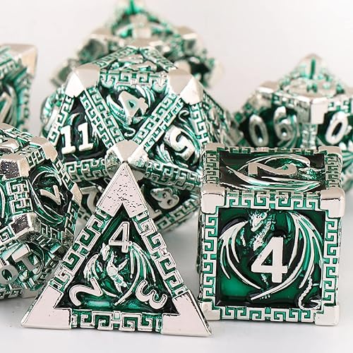 Miniatura 4 de DND - Juego de dados de metal de dragón, dados de diseño único de dragón con bolsa de dados de regalo para juegos de Calabozos y Dragones, Magic The