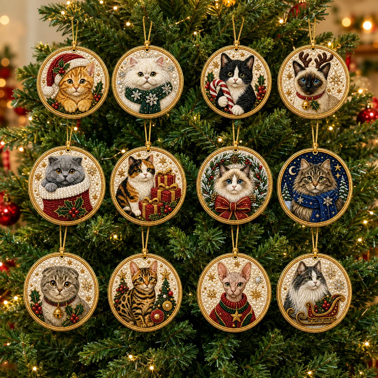 12 Pack Diamond Art Christmas Baubles, DIY Pearl Diamond Art Kits (#W) — image 1
