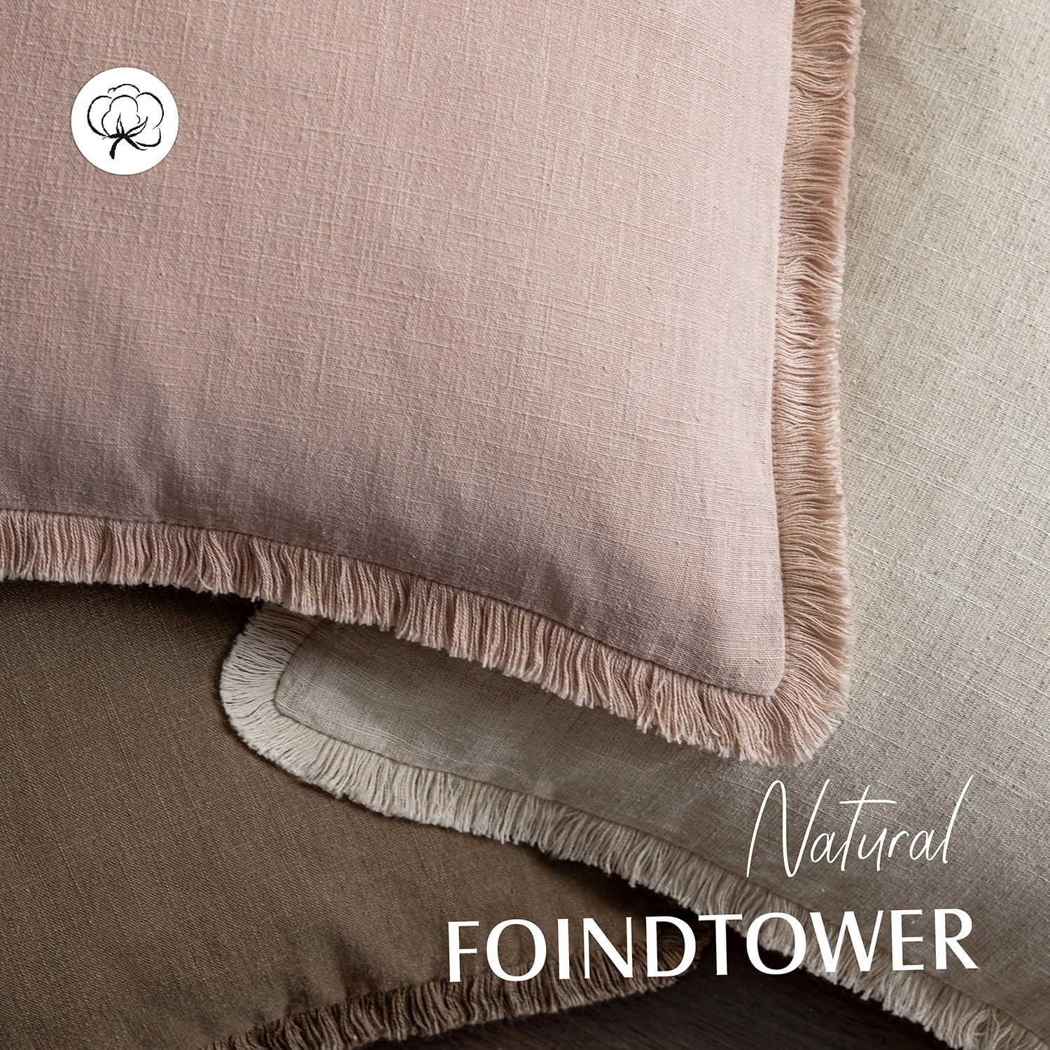 Foindtower Federa decorativa per cuscino con frange, in lino, accogliente, bohémien, con nappe, morbida, per sedia, divano, letto, soggiorno, decorazione per la casa, 66 x 66 cm, 1 pezzo, rosa chiaro