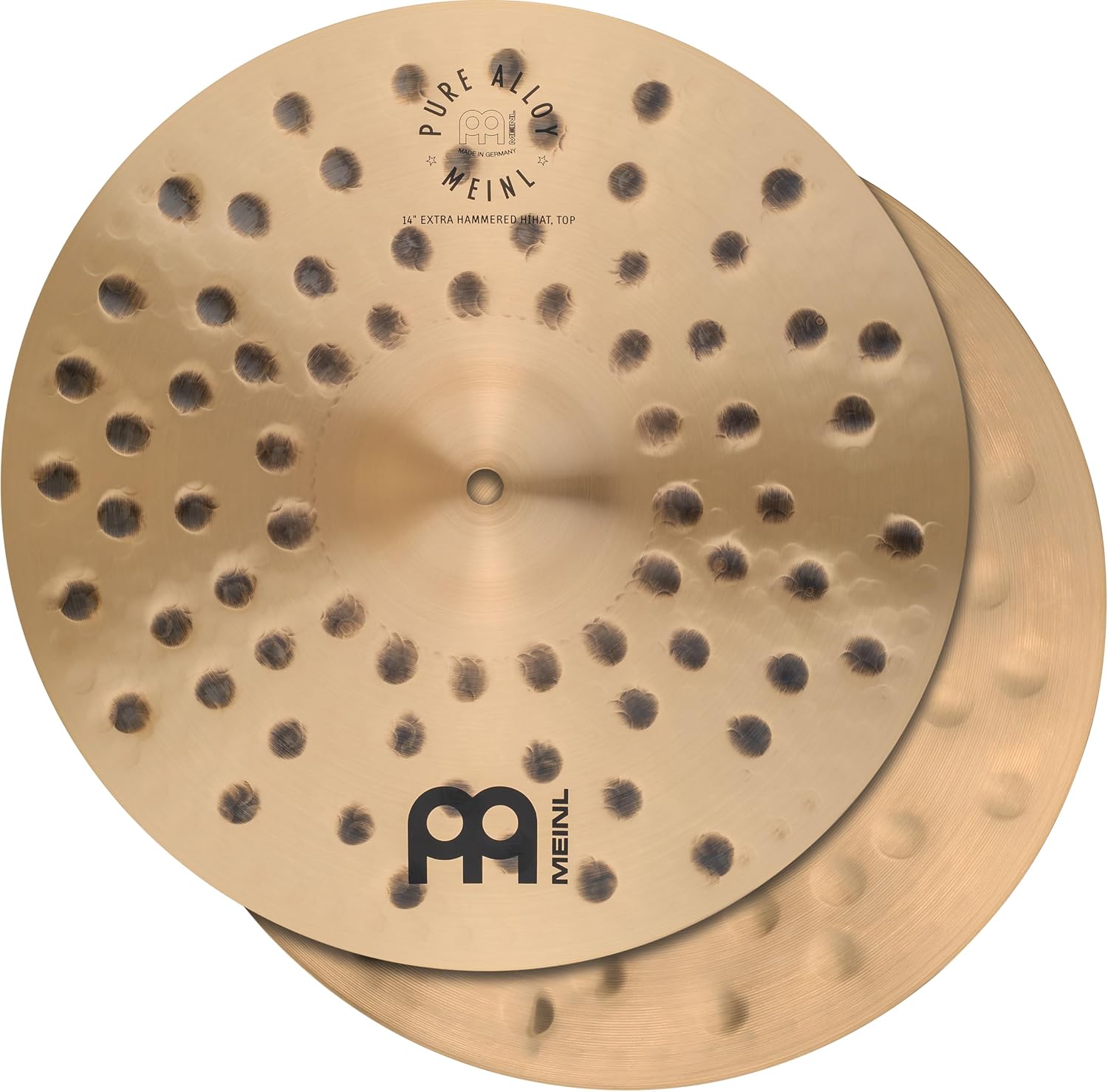 Meinl Cymbals Pure Alloy 14" Extra Hammered Hihat Cymbal for Drums, Pair — MADE IN GERMANY