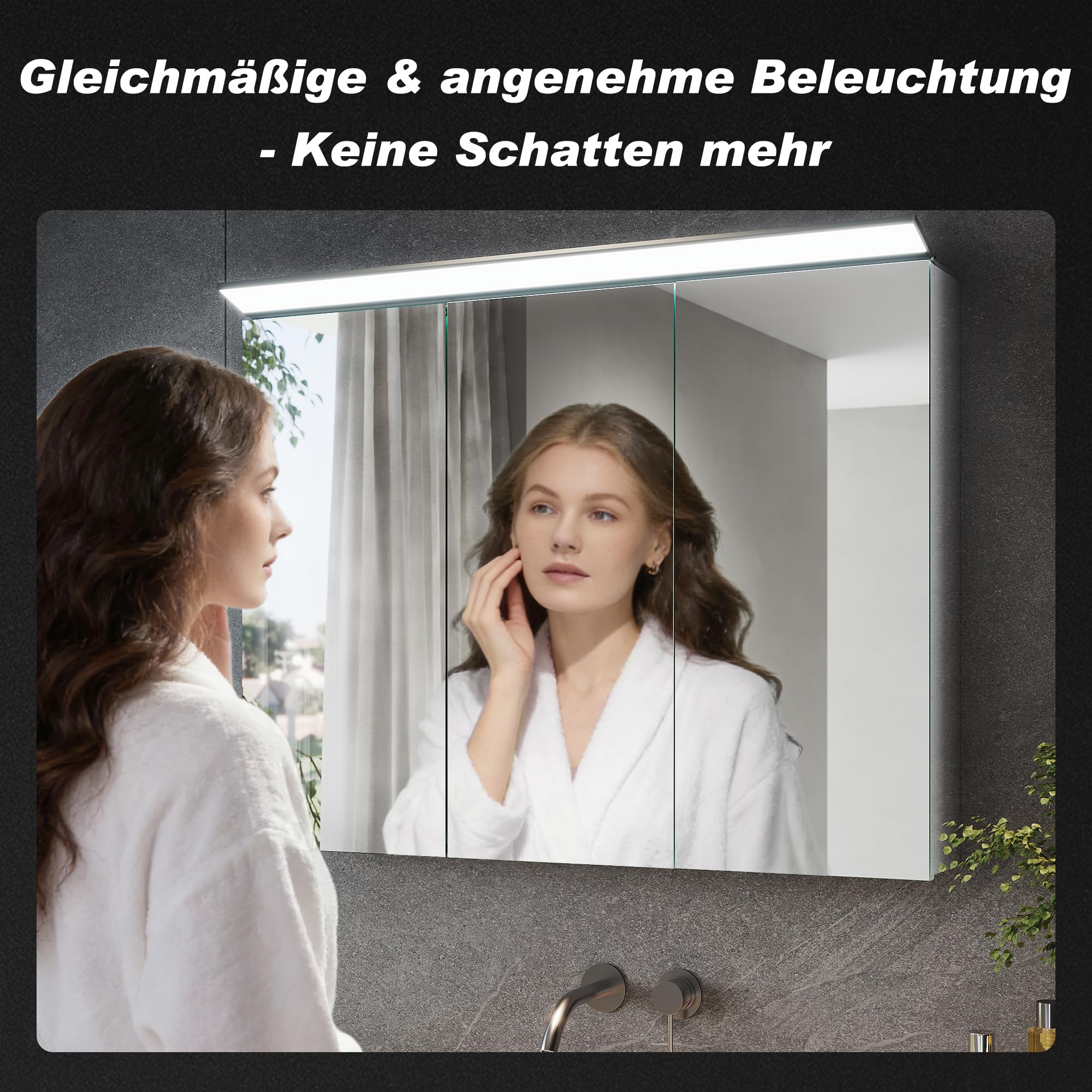 SONNI LED Spiegelleuchte 80 cm, 4.5W Spiegellampe Bad, 6000K Kaltweiß Aufbauleuchte für Spiegelschrank Nachrüstung, Aluminium, 159° Abstrahlwinkel