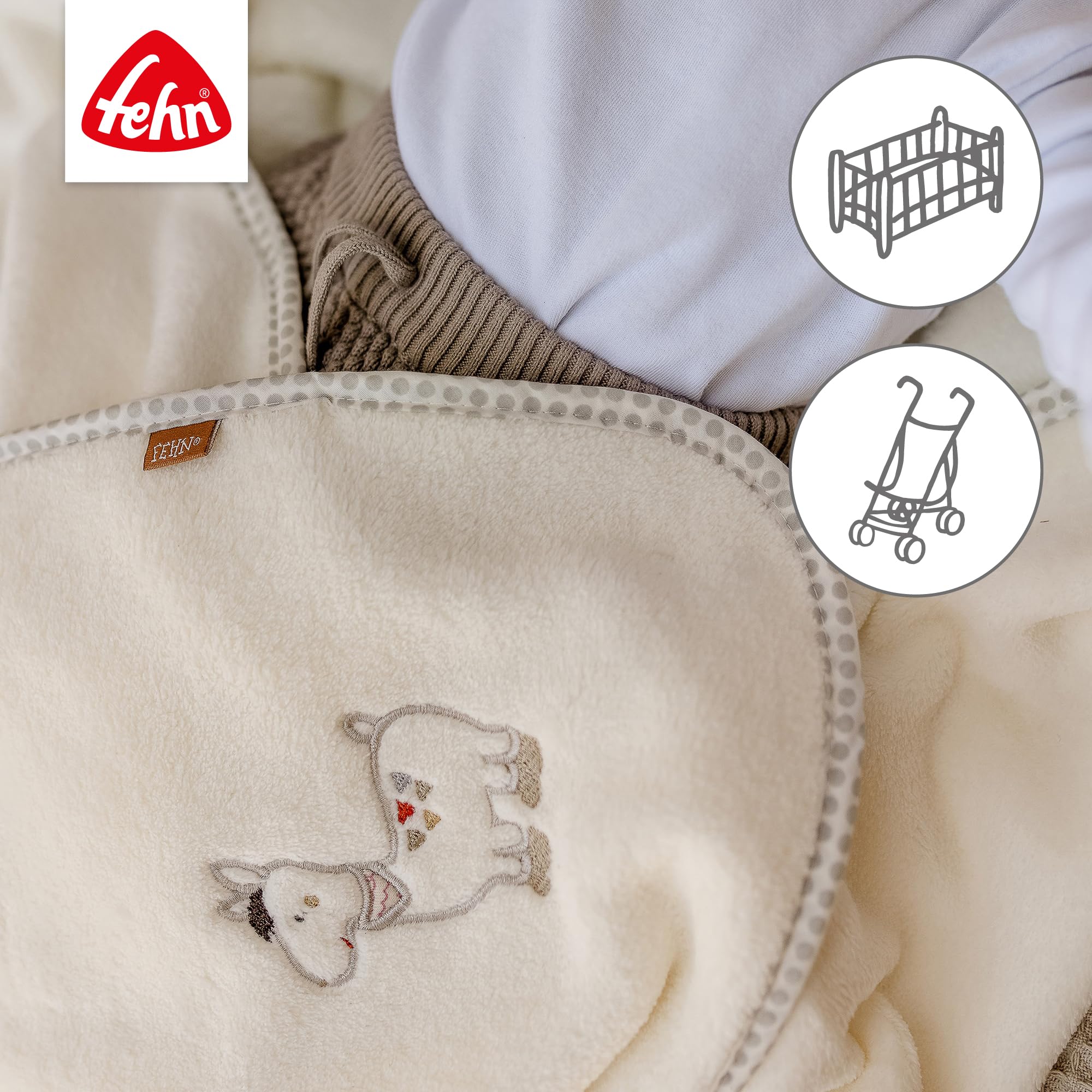 Fehn 058253 Kuscheldecke Peru/Kuschelige Schmusedecke für Babys und Kleinkinder ab 0+ Monaten - zum Kuscheln, als Krabbelunterlage, Schnuffeltuch oder Zudecke für zuhause und unterwegs