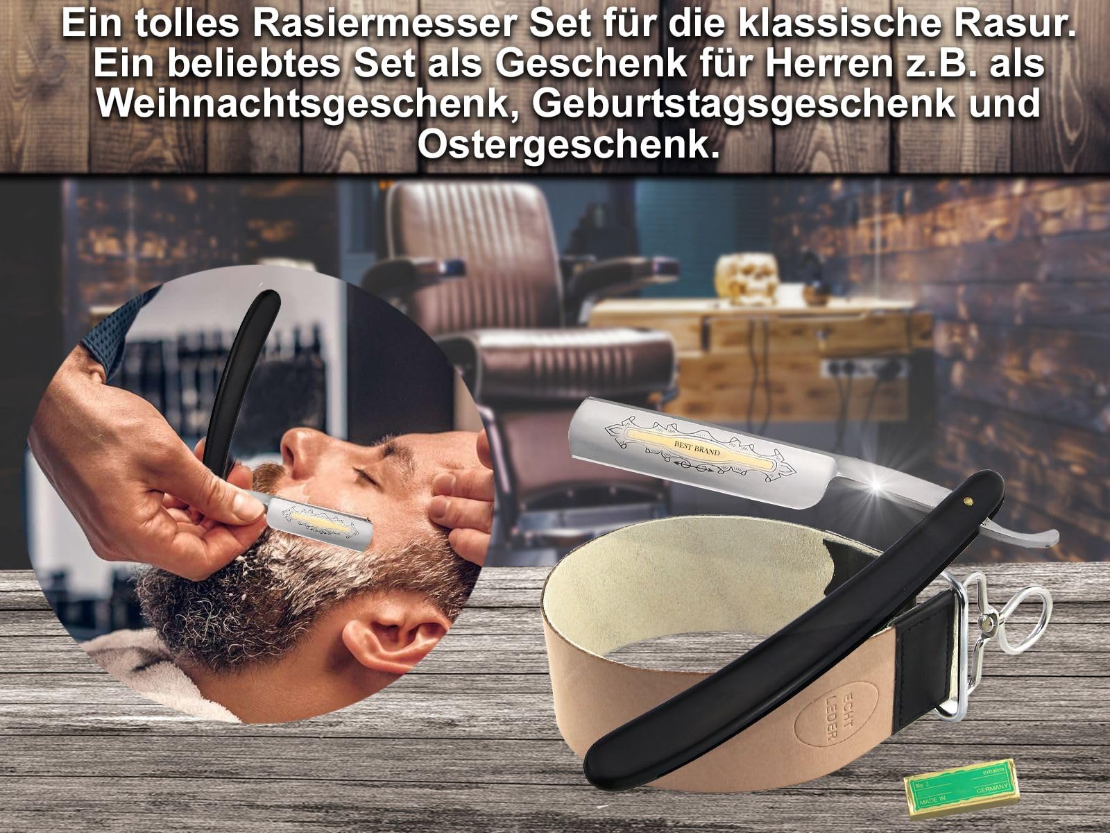 Rasier Set Herren Solingen Paste mit Rasiermesser Set Streichriemen von InstrumenteNrw mit Sitz in Deutschland
