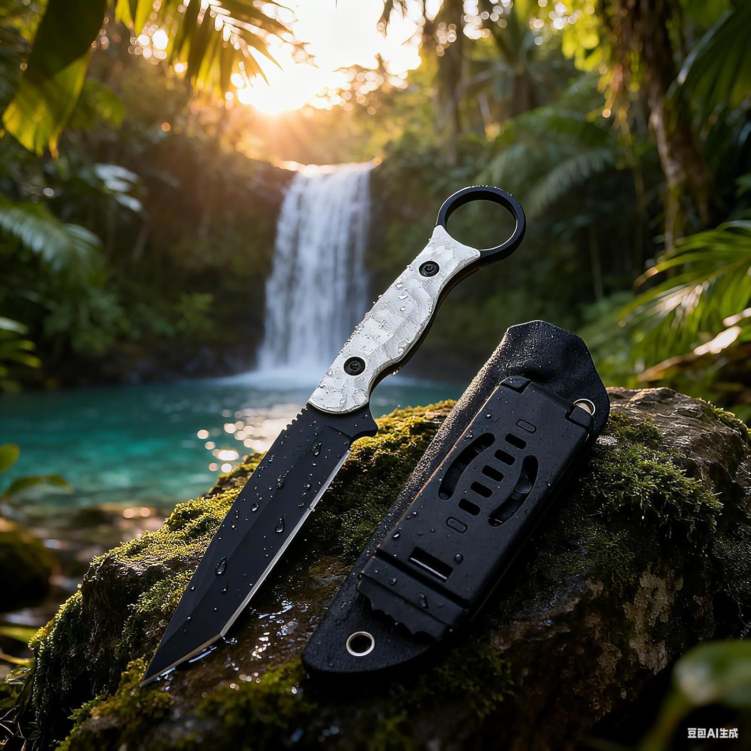 Tanto Fixed Blade Knife, Tactical Knife With Kydex Sheath, 8Cr13Mov Steel Blade and G10 Handle, Outdoor Knives for Camping Hiking Fishing, Hunting, BBQ, Gift Men (White) - Image 8