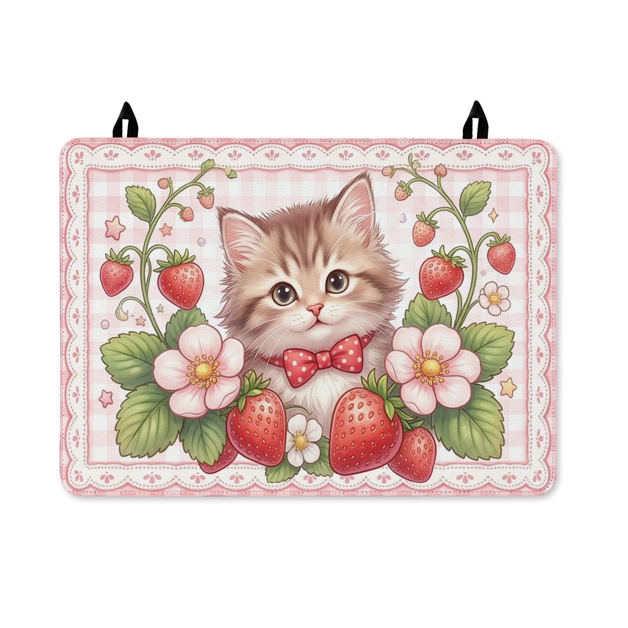 Protège-plaque vitrocéramique 71x50 anti-rayures motif fraise et pêche en PU