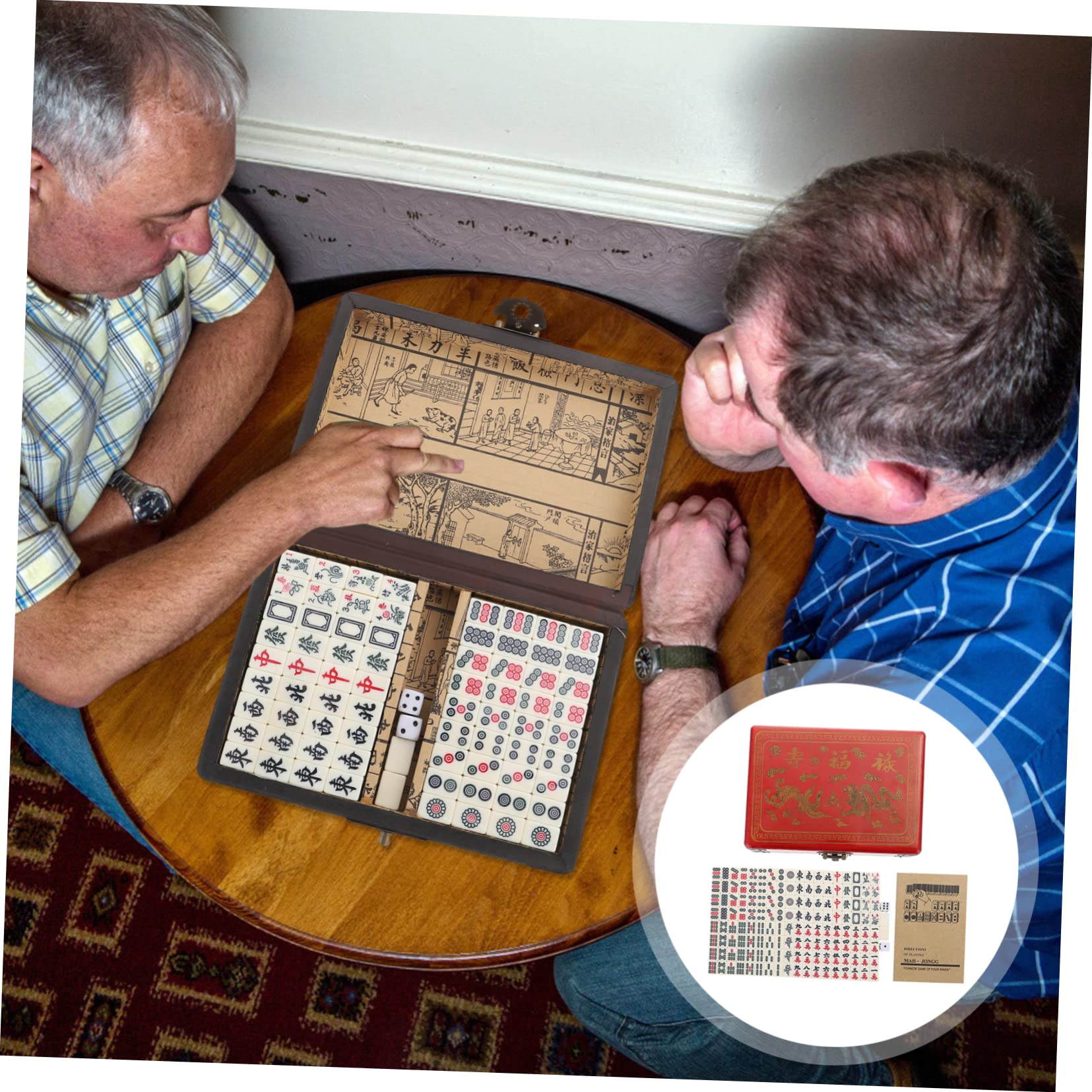 VICASKY Jeu de Mahjong Chinois Portable pour Voyages Camping avec Tuiles Numérotées