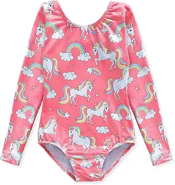 HOZIY Gymnastics Leotards for Girls Unicorn Pink Purple Sparkly Dancewear Activewear Quick Dry
