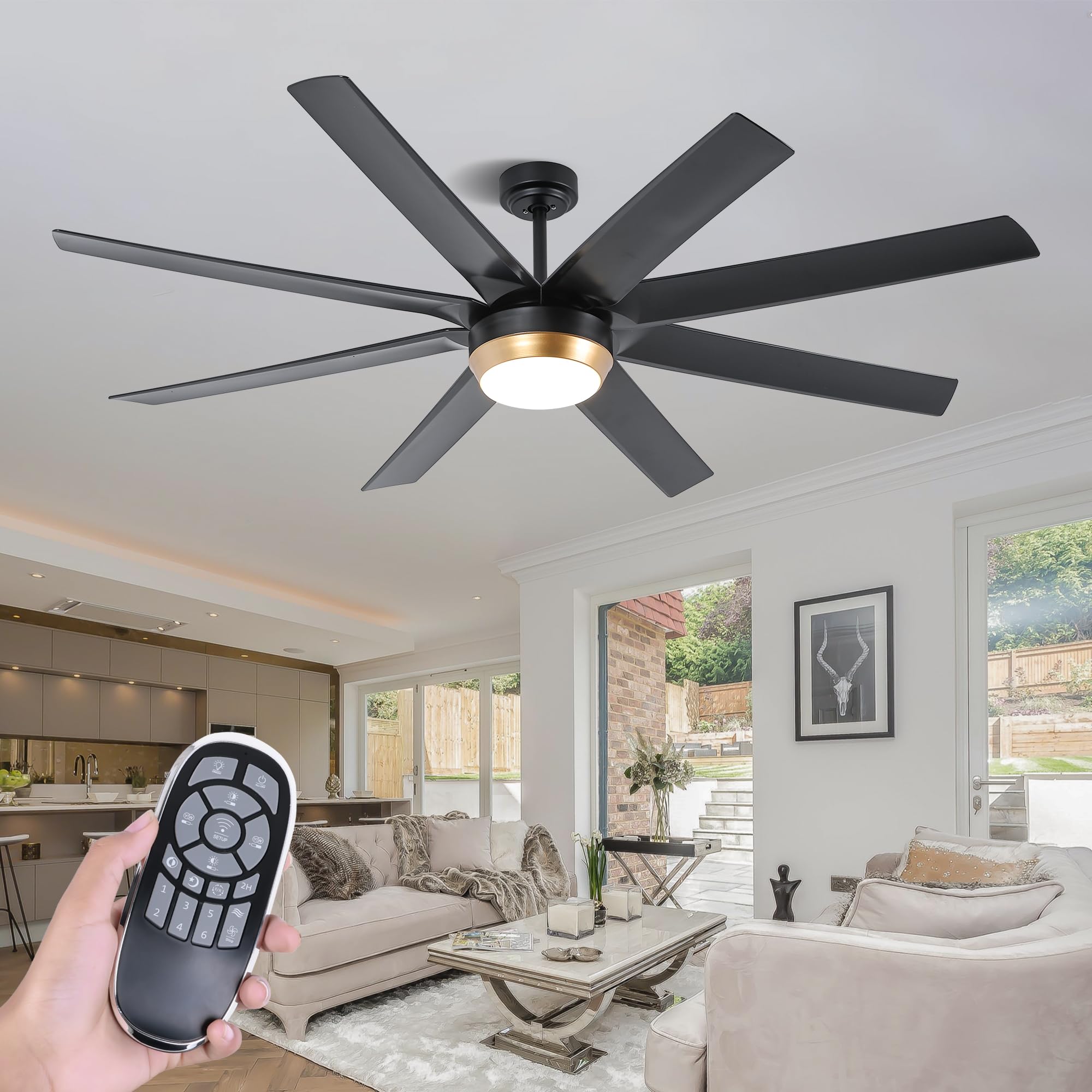 Snapklik.com : PAZALA 72 Large Ceiling Fan - Black And Gold Ceiling Fan