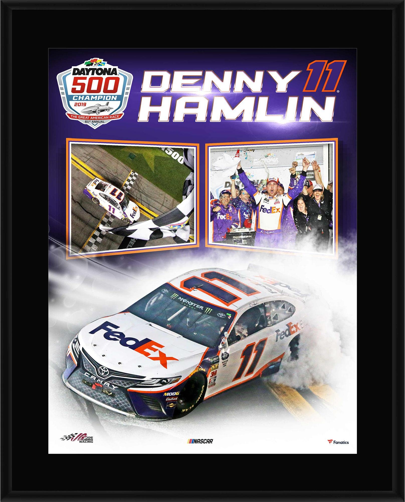 Sports MemorabiliaDenny Hamlin 10.5" x 13" 2019 Daytona 500 Champion Sublimated Plaque - NASCAR Driver Plaques and Collages