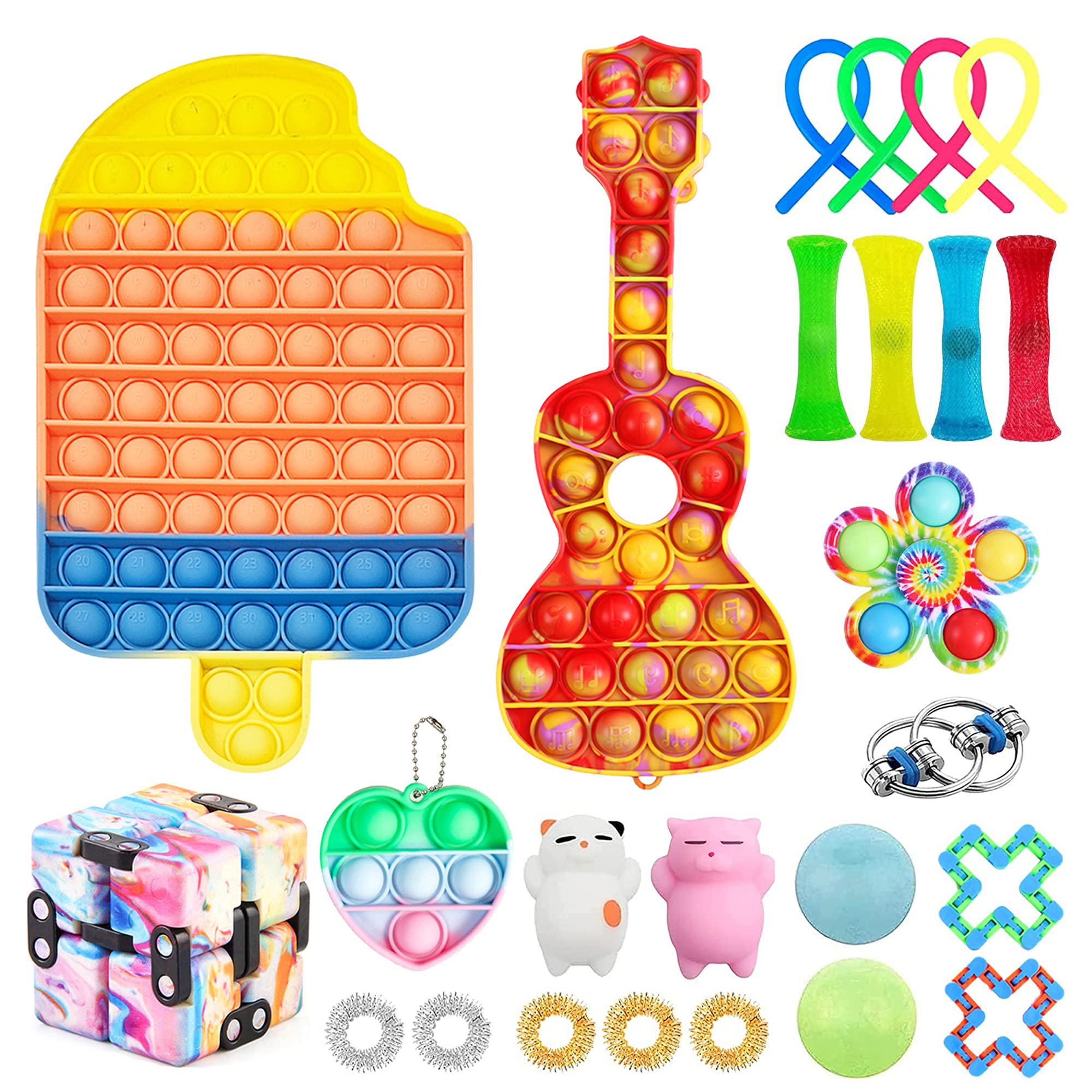 Big Fidget Pack, Special Needs Pop Bubble Toy, Relief Sensory Toy Set (2, One Size)