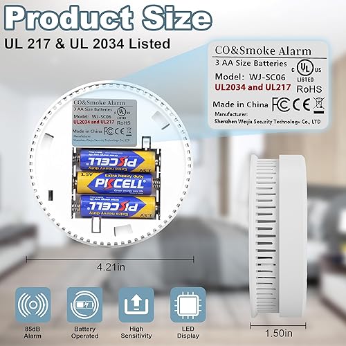 Miniatura 4 de Detectores de humo, detectores de monóxido de carbono, detectores de humo, alarmas de monóxido de carbono, alarmas de incendio alimentadas por