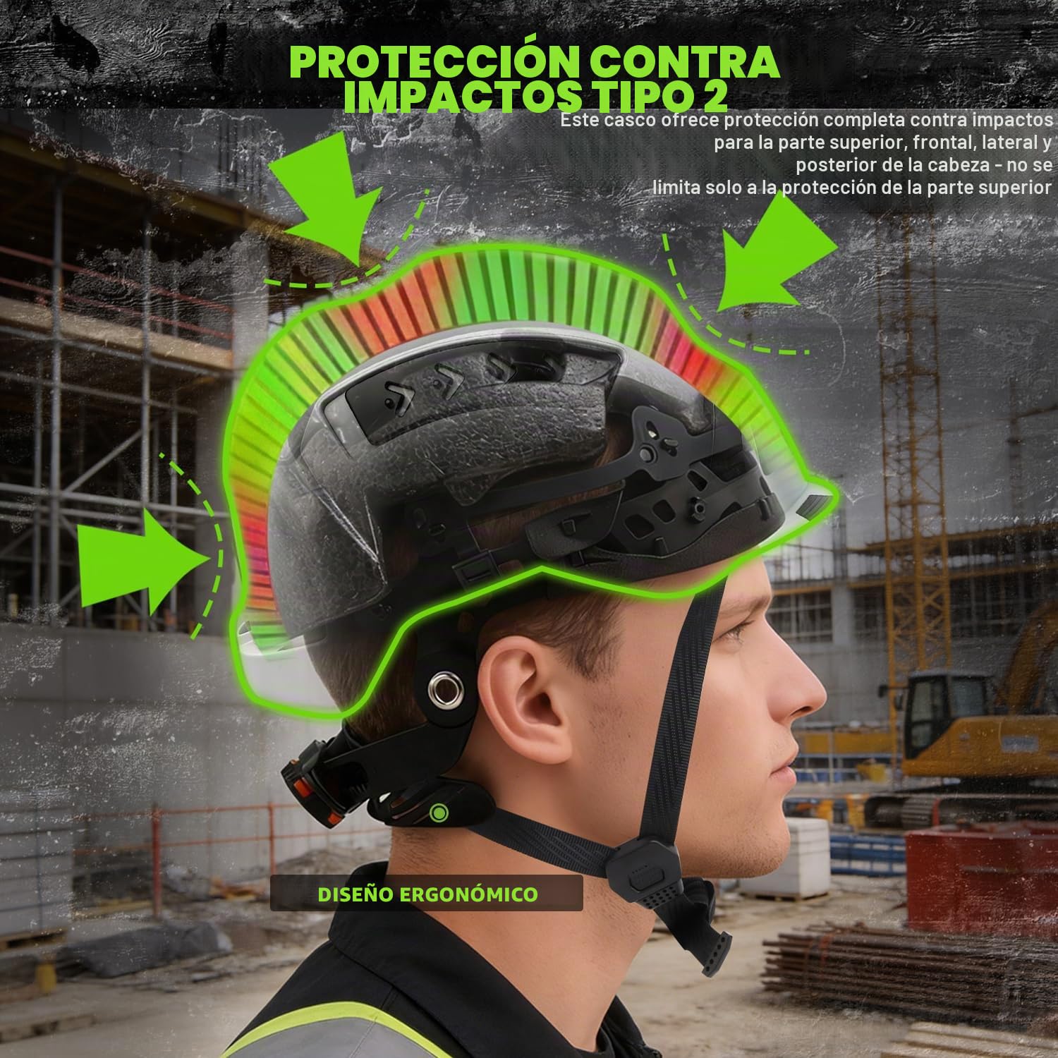 GREEN DEVIL VOLTEK Vent Air - Casco industrial para adultos, con certificado EN12492, certificado EN397, absorción de impactos y resistencia a la penetración con protección adicional en todos los