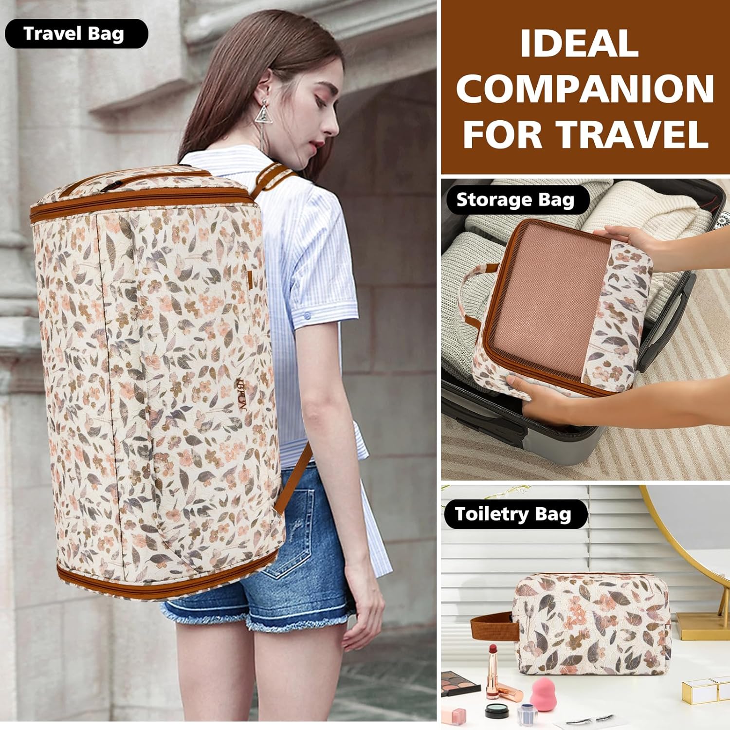 Convertible Garment Duffel Bags for Travel, 4-in-1 Carry on Duffle Bag for Women with Backpack Straps & Waterproof Shoe Pocket, Hanging Suit Dress Weekender Bag for Business, Wedding, 3pcs - Image 2