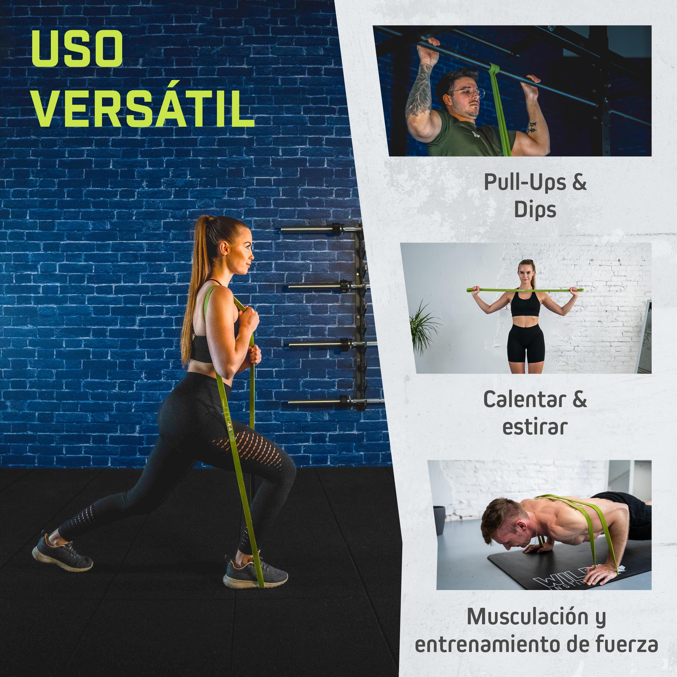 Wild Instincts® Bandas de Resistencia/Bandas Elásticas para Dominadas / 5 Bandas de Entrenamiento Individualmente y en un Set/Banda Elástica Fitness/Bandas Elásticas Musculación