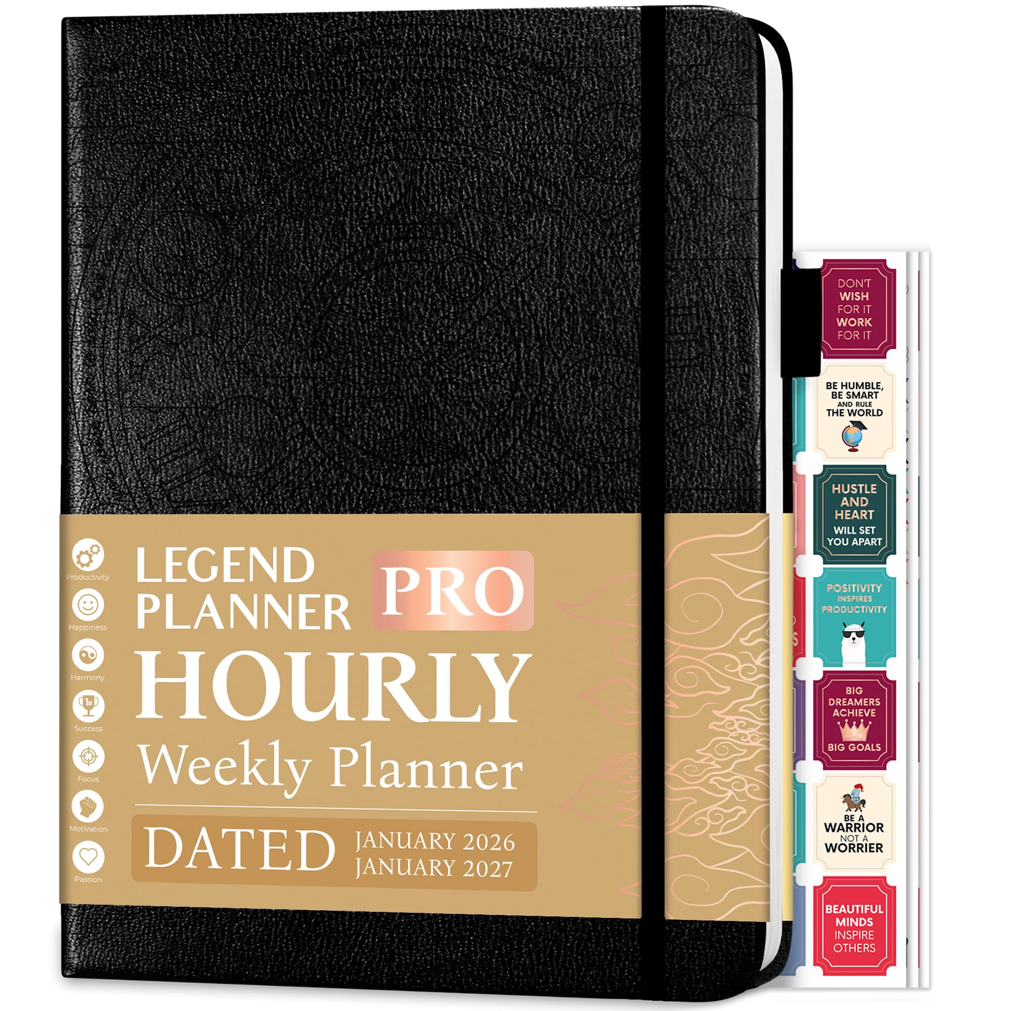 Legend Hourly Schedule Planner PRO Dated Jan 2026-Jan 2027 – Deluxe Weekly & Daily Organizer with Time Slots. Appointment Book Journal for Work & Time