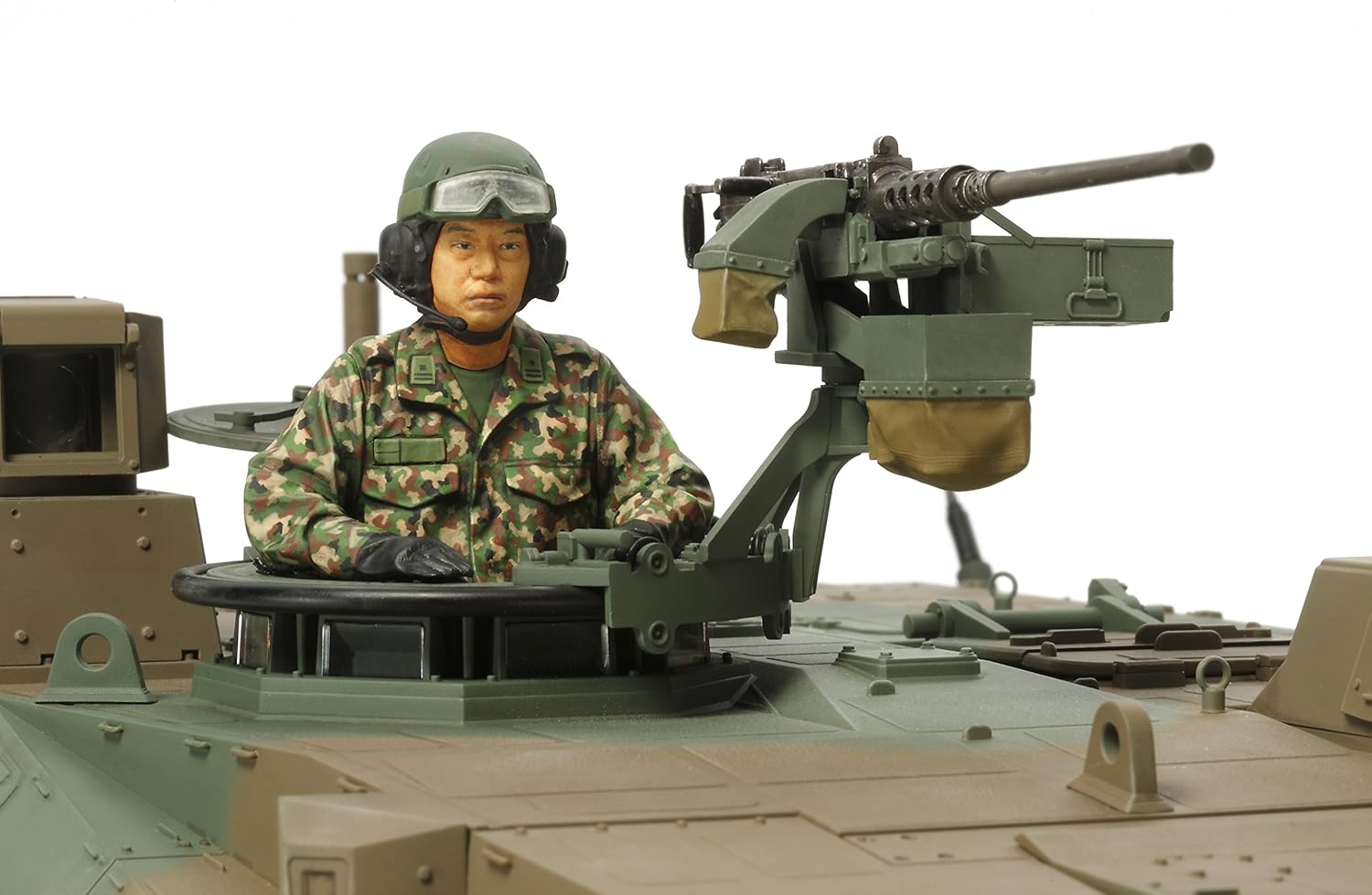 Close-up of the commander figure in the tank turret