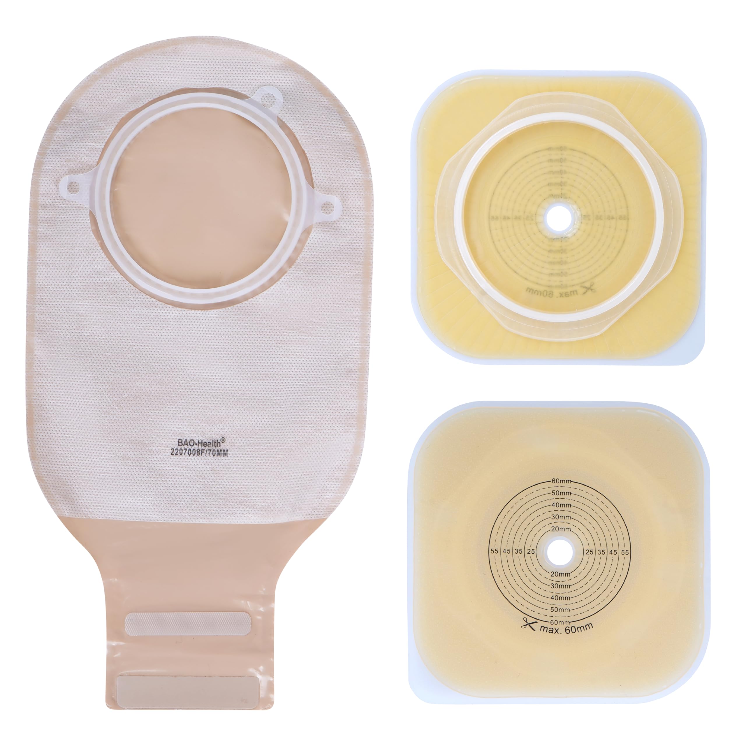 2-Piece Colostomy/Ileostomy Set 70mm Cut-to-Fit (Up to 60mm) | Floating Flange + Drainable Opaque Pouch with Filter | Hydrocolloid Skin Barrier, Leak-Proof Locking System | Model 3056001 + 2207008F (Set of 1)-image-11