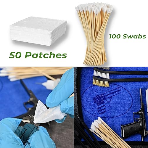 Miniatura 4 de Kit de suministros de limpieza para pistolas - Kit de limpieza de pistola incluye hisopos de cepillo de tela, púas, toallitas engrasadoras y