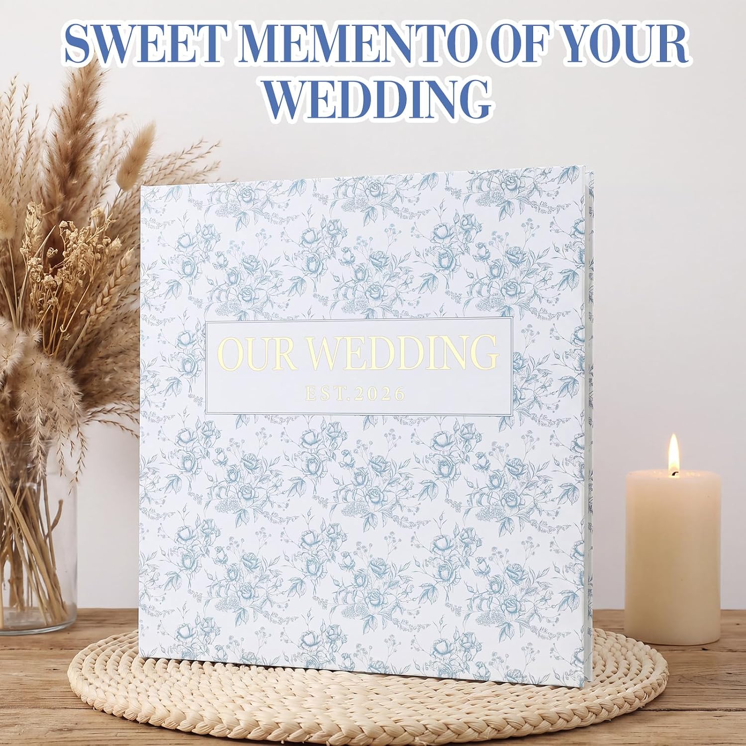 Wedding Photo Album 4x6 400 Pictures Blue Floral Vintage Bridal