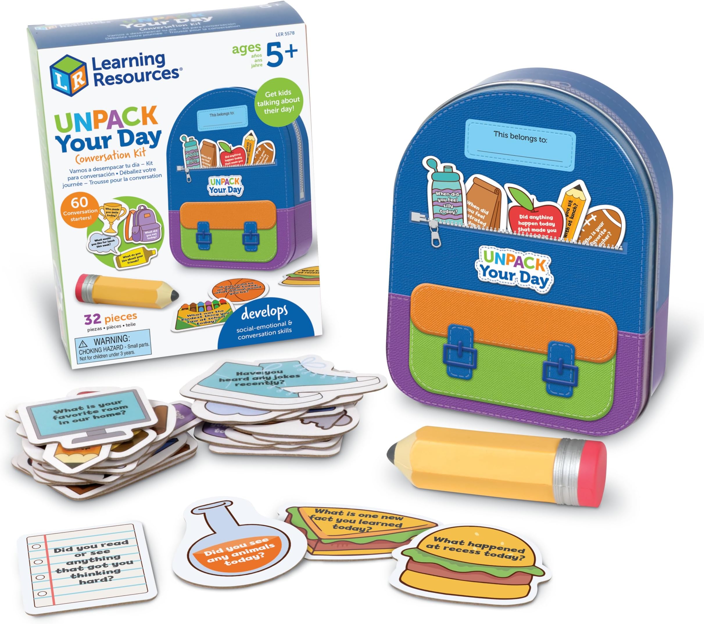 Unpack Your Day Conversation Kit, 32 Pieces, Ages 5+, Social Emotional Learning Toys, Social Emotional Learning Games