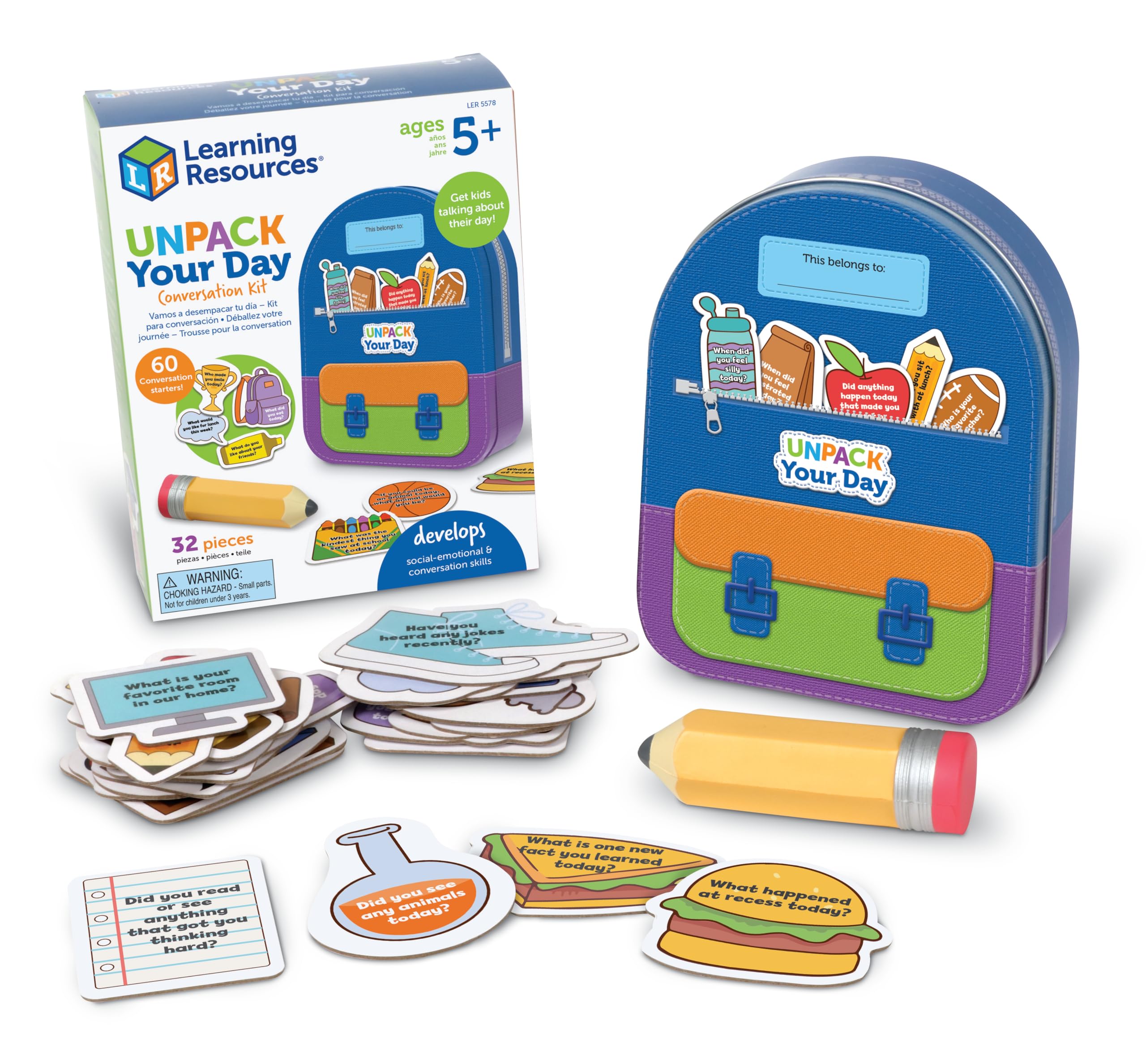 Learning Resources Unpack Your Day Conversation Kit - 32 Pieces, Ages 5+, SEL Toys, Classroom Must Haves, Teacher Supplies, Gifts For Boys And Girls, Speech Materials, Ice Breaker