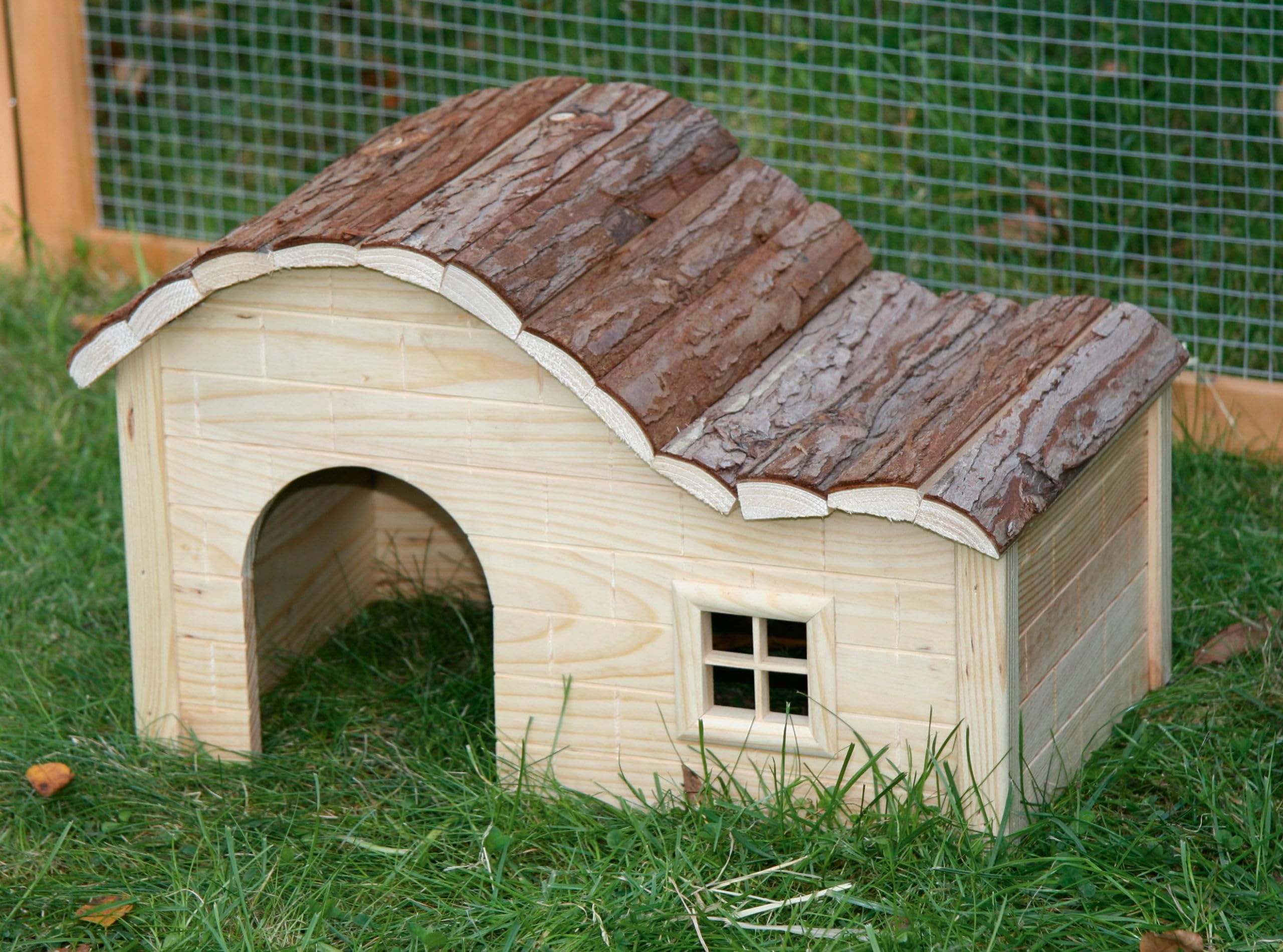 Kerbl Pet villetta Welle Nature, cuccia per piccoli animali, casetta per roditori, naturale, 30x20x20 cm, legno, conigli, porcellini d'India, criceti, da rosicchiare, pre-assemblata