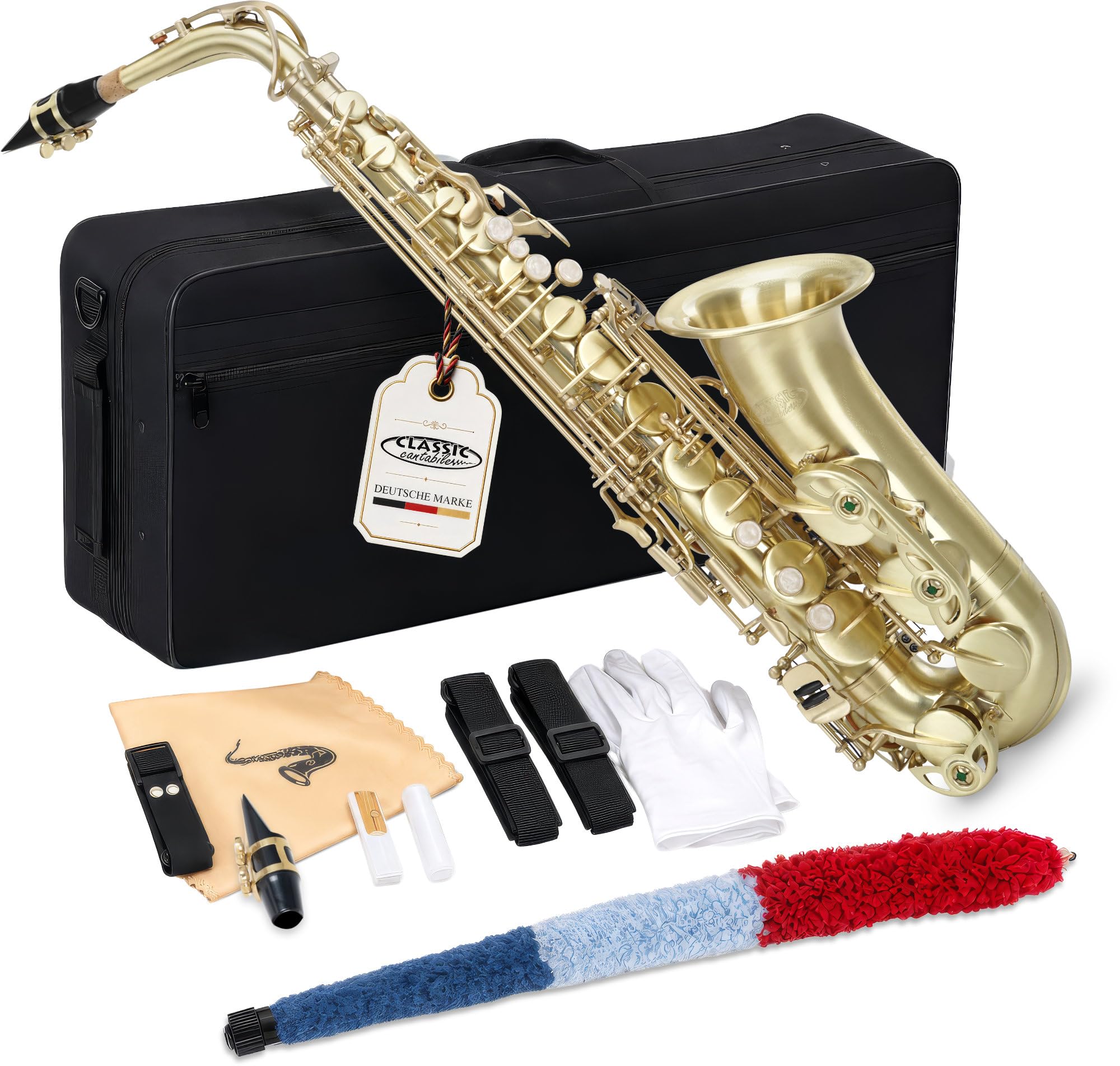 Classic Cantabile Winds AS-450 Saxophone Alto Eb Brossé (Saxophone Alto, laiton brossé mat, accord Eb, clé de Fa# aigu, mécanique de clés très ergonomique)