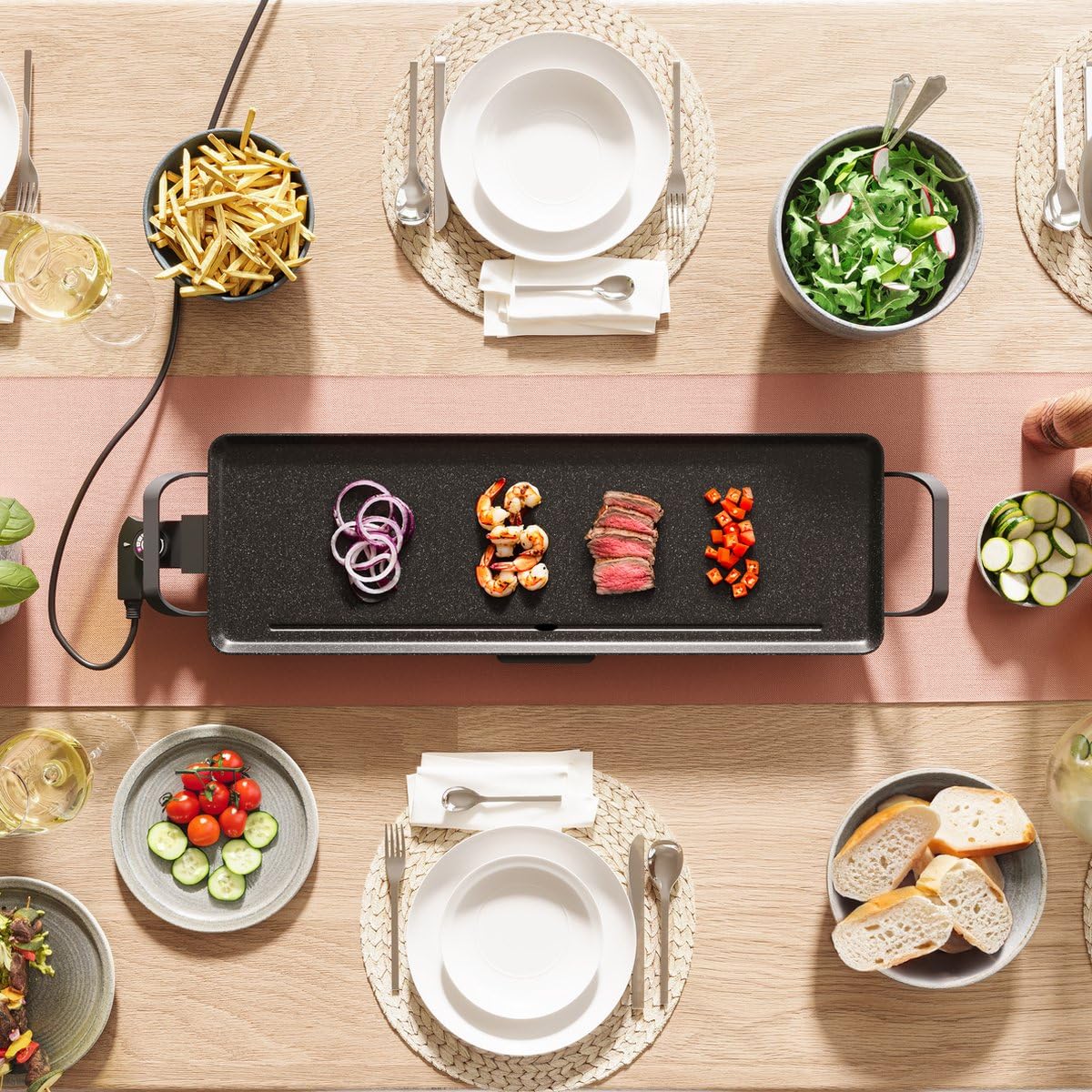 Plaque cuisson électrique Grill 70x23cm 1800W Nero SH-TP70