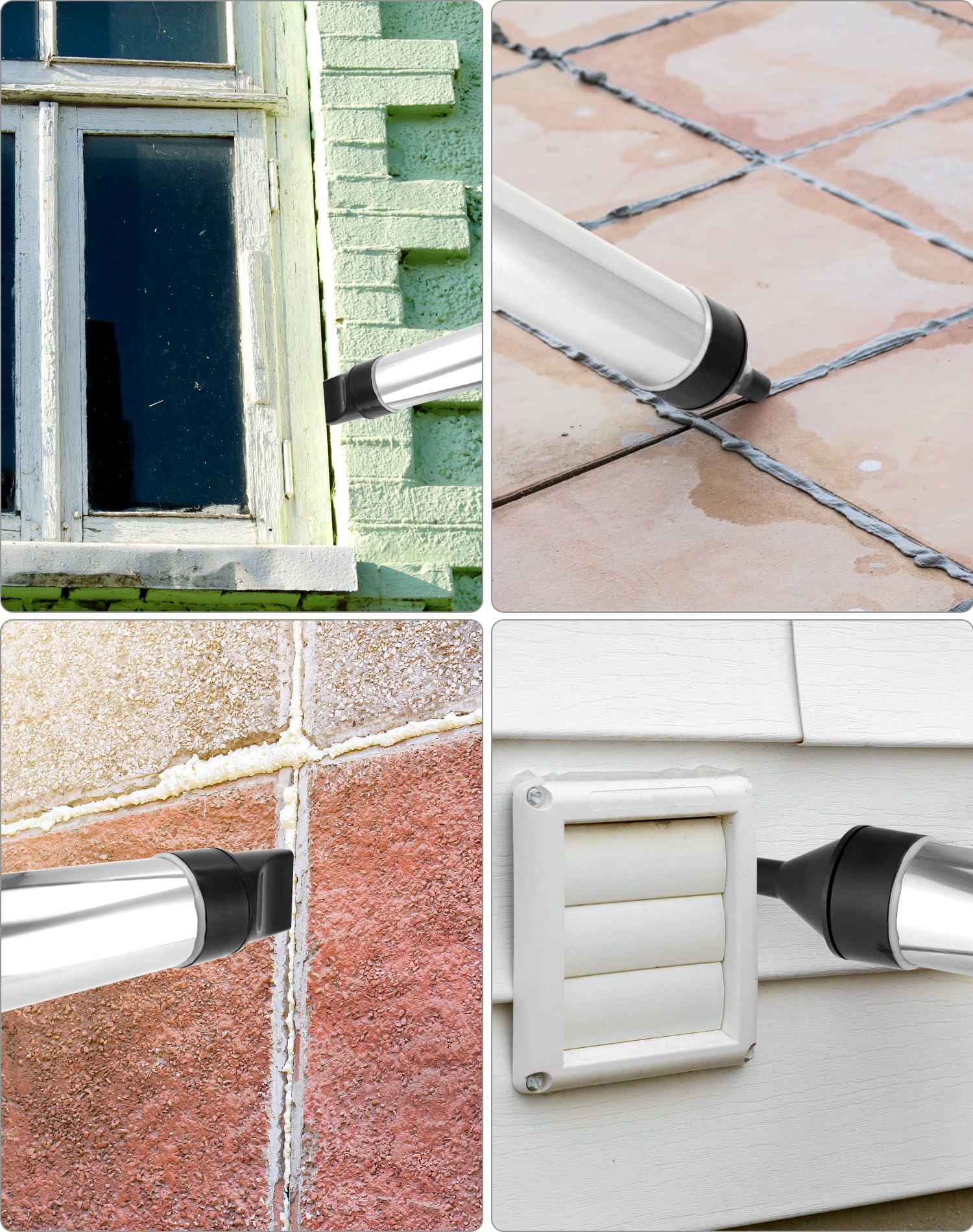 QWORK® Pompa per malta in acciaio inossidabile, pistola per stucco con 5 ugelli, pompa per malta manuale, per malta
