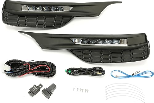 Miniatura 6 de ECOTRIC Luces antiniebla LED de alta potencia compatibles con Honda Accord Sedan 4Dr 2016 2017 con interruptor, cubiertas de bisel y cableado de relé