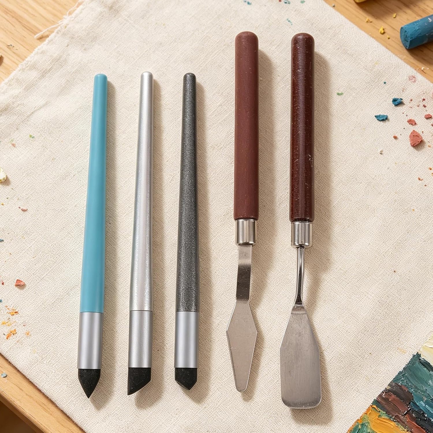 Hohopeti 5pcs Artist Blending Sponge Pen Set for Oil Pastel Artworks and Acrylic Artworks, Soft Sponge Tips for Subtle Highlights and Layering Hues, Reusable Drawing Tool for Experienced