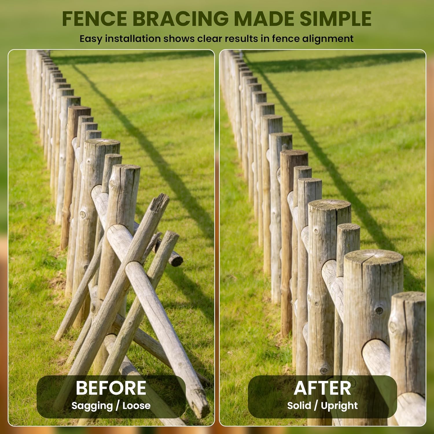 10 Inch x 3/8 Inch Fence Brace Pin, 50 Pack Galvanized Steel Fence Post Pin for H-Fence, Rust Resistant Plated Brace Pins Wood Post Bracing Tool for Farmers Contractors Homeowners Fram Ranch Garden