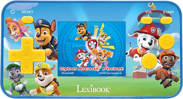 Lexibook Paw Patrol Chase Cyber Arcade Pocket Portable Gaming Console, 150 Games, LCD, Battery Operated, Red / Blue, JL1895PA