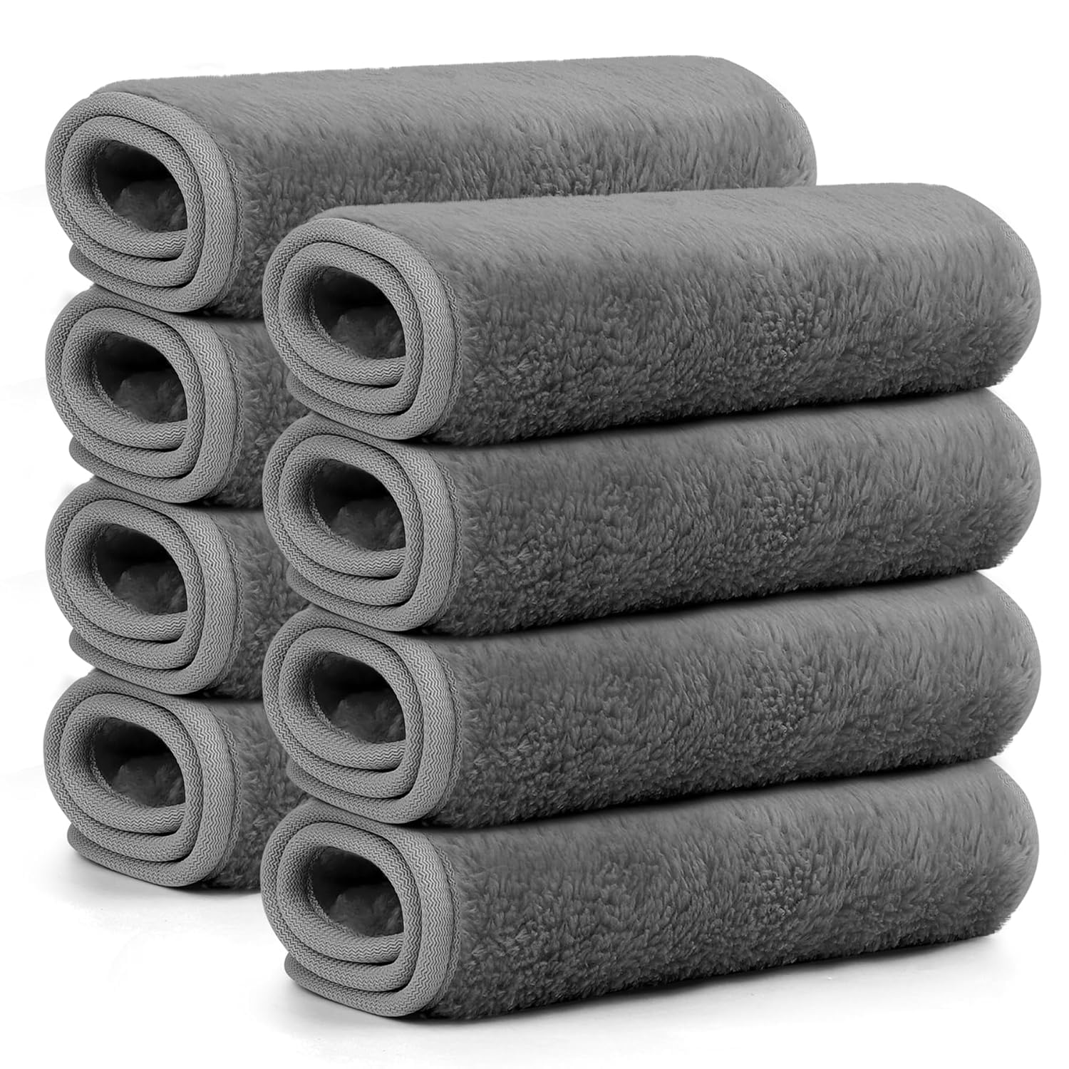 Nineigh Panno Struccante, Panno Microfibra per la Pulizia del Viso 8 Pezzi Riutilizzabili Panni Struccanti Lavabili per tutti i tipi di pelle la Pulizia del Viso(18x33cm, Grigio)