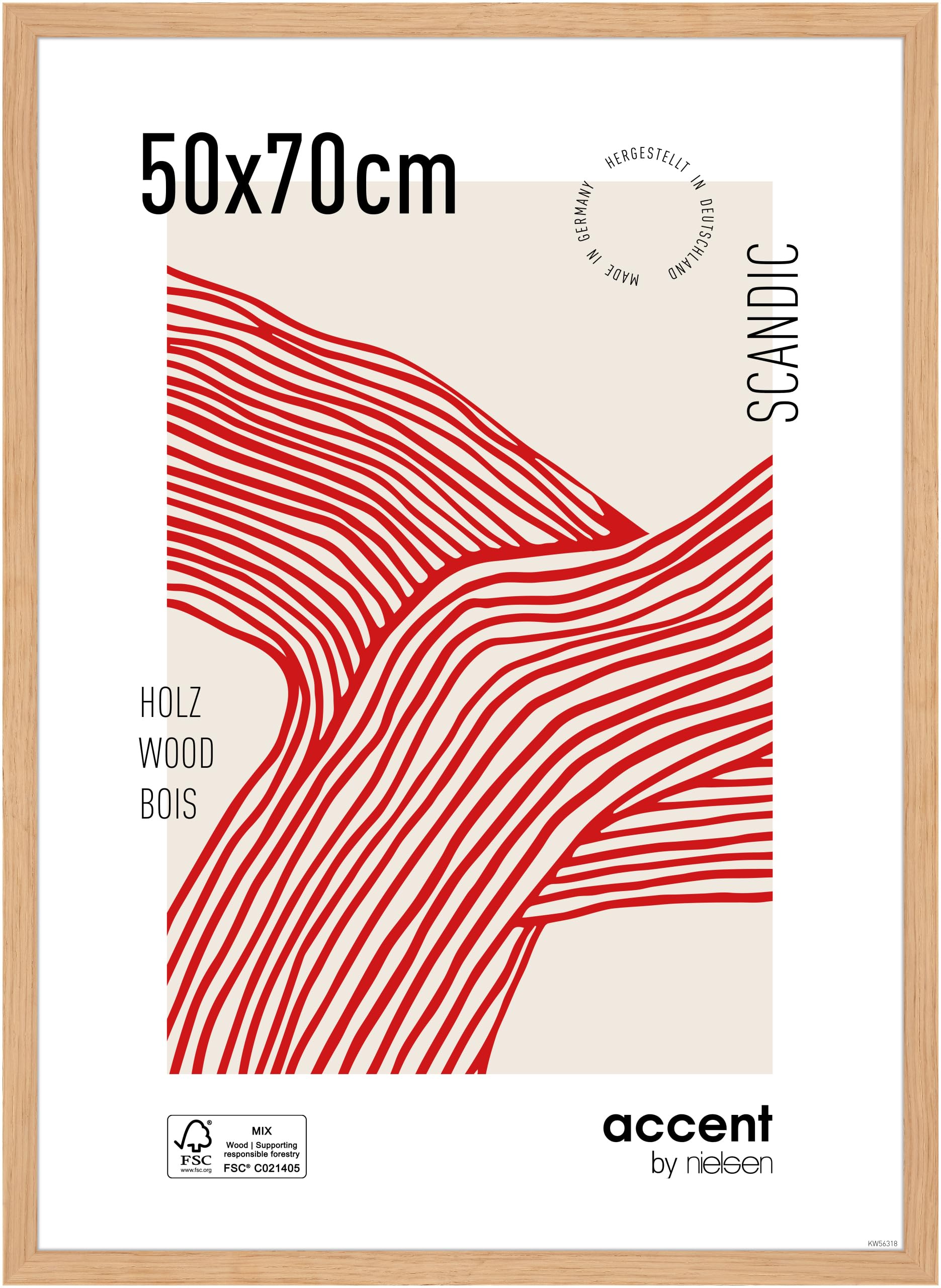 Accent By Nielsen Oak Scandic - Wooden Picture Frame - 50X70cm With Float Glass – Modern Scandinavian Design