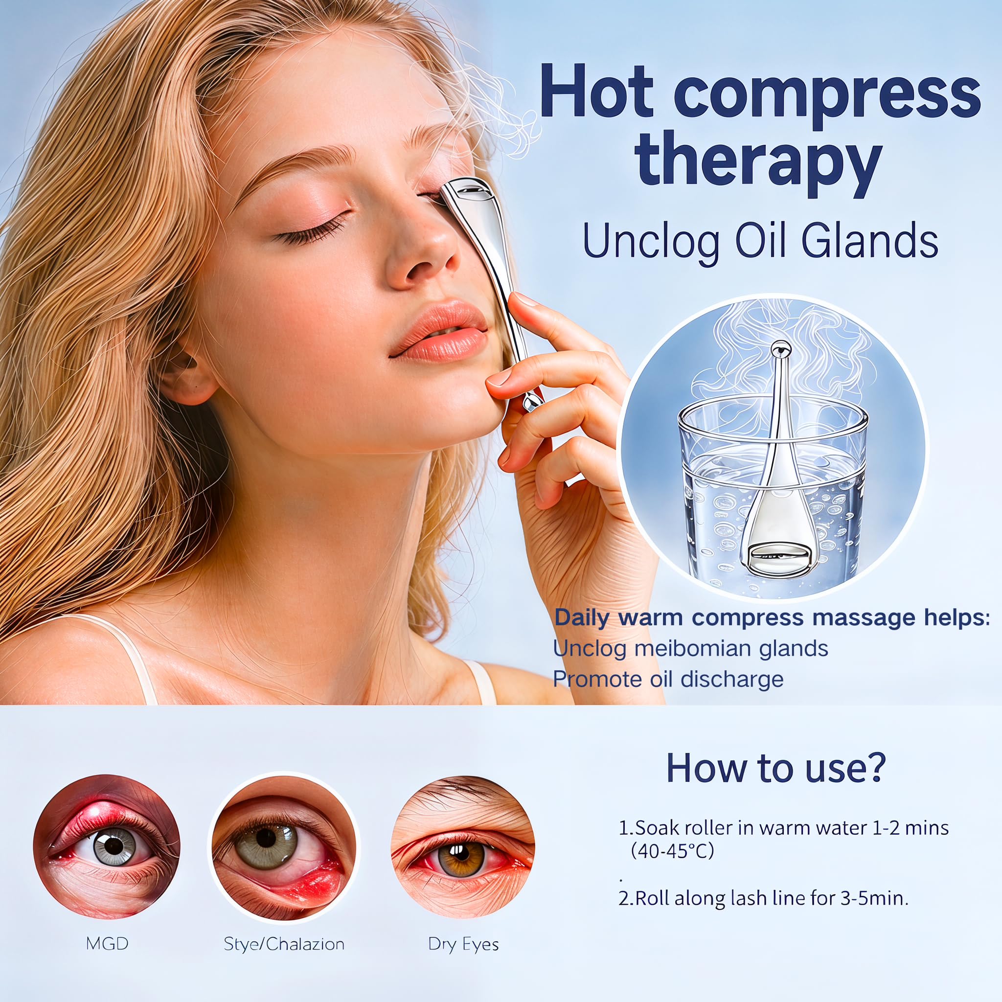 Metal Eye Roller for Dry Eye Relief & Puffy Eyes- Eyelid Roller for Chalazion,Stye,MGD Relief,Improves Meibum Flow and Unclogs Oil Glands,Gentle Meibomian Gland Expression for Blocked Eyelid Glands — Amazon image 4