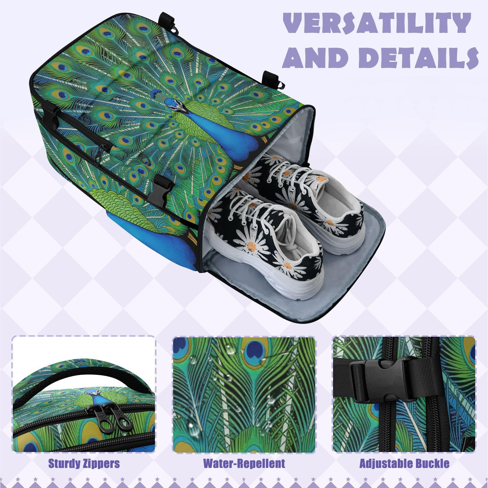 Plecak podróżny torba na laptopa 15,6 cala dla kobiet podróżny 20 l | Elegancka torba na laptopa pawie pióra torba na laptopa 16 cali do samolotów bolso para viaje 20 l