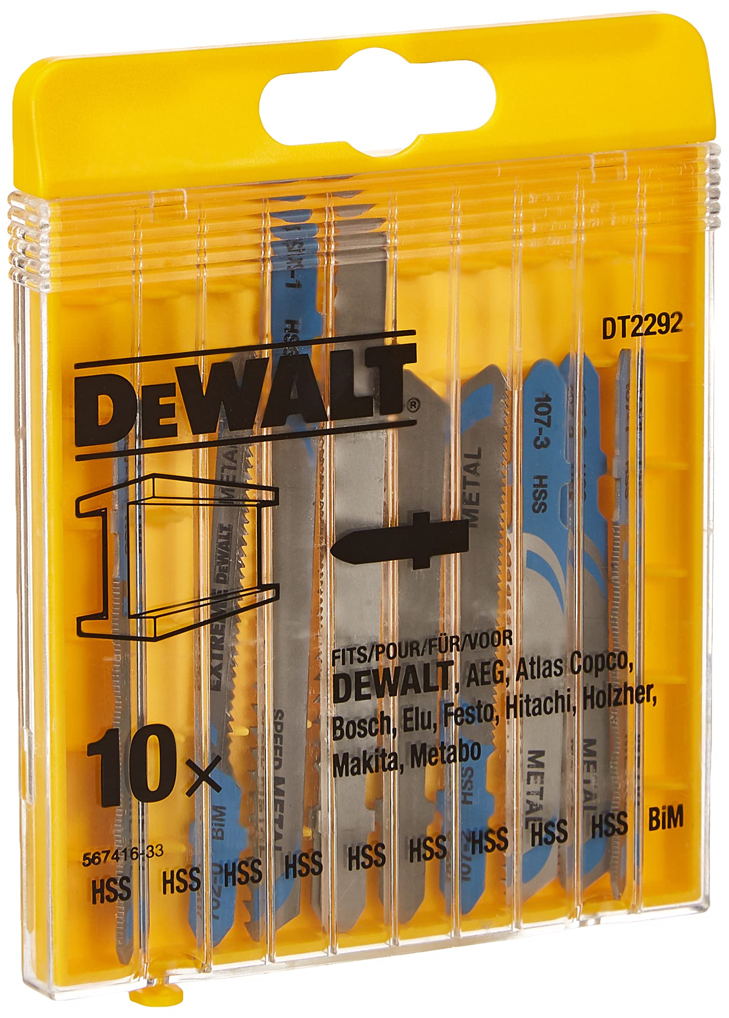 DEWALT Coffret de 10 Lames de Scie Sauteuse Métal Attache en T DT2292-QZ