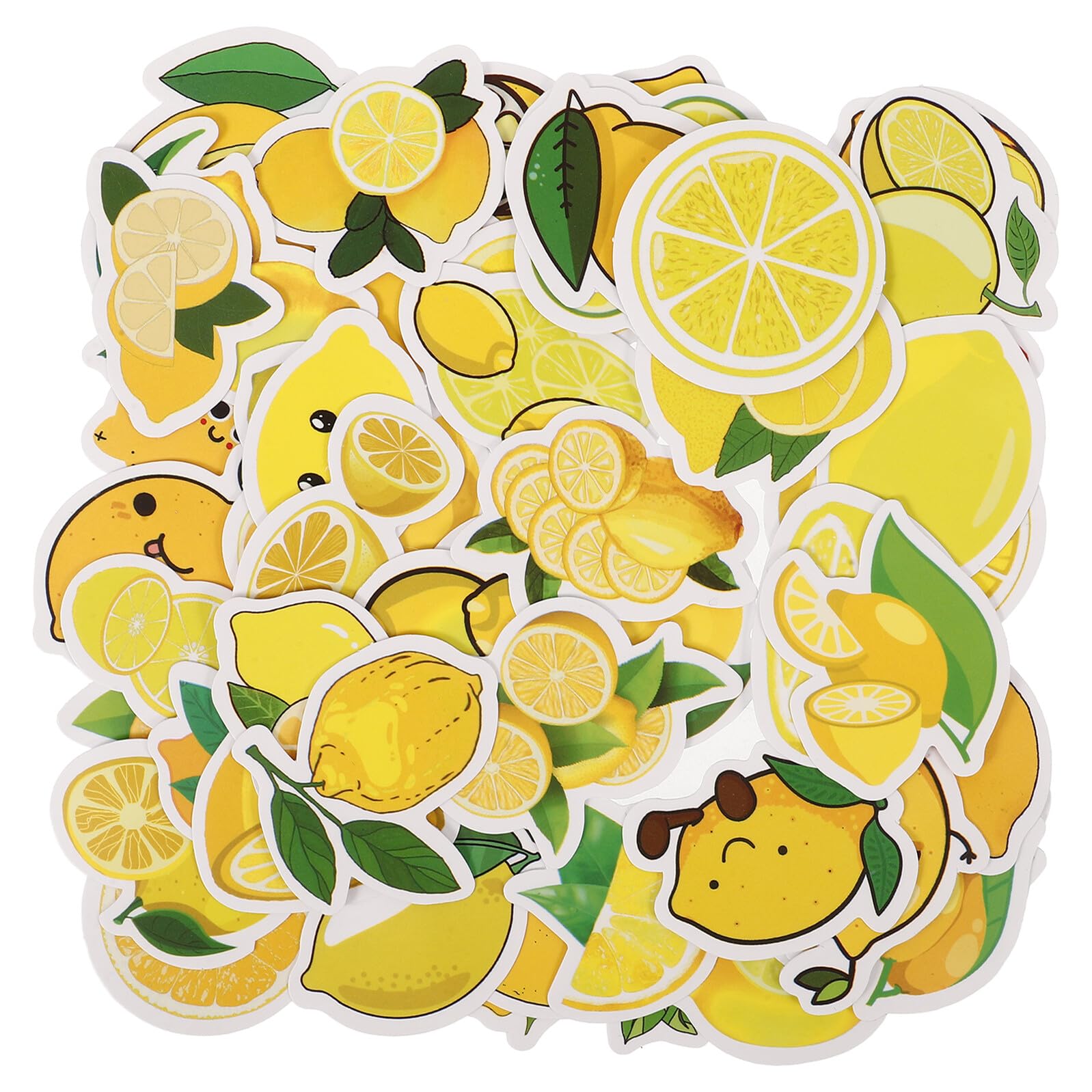Pegatinas de Limón Decorativas 50 Unidades para Niños Adhesivas Color Amarillo Dibujo Animado Bricolaje Habitación Colegio Fiesta Verano