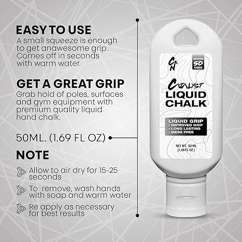Miniatura 7 de Tiza líquida para levantamiento de pesas  Gimnasio y tiza de escalada, potenciador de agarre sin tiza de secado rápido, 1.7 fl oz sin desorden,