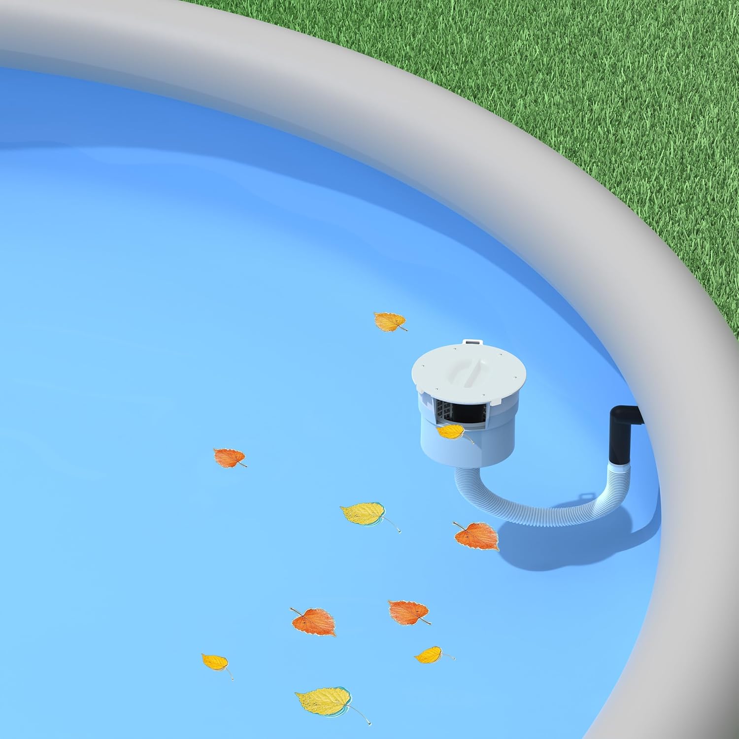 Float Skimmer,2025 Upgrade,No Installation Required, no Adjustable Bracket Required,Comes with 10 Filter Socks, Perfect for Women ((White))